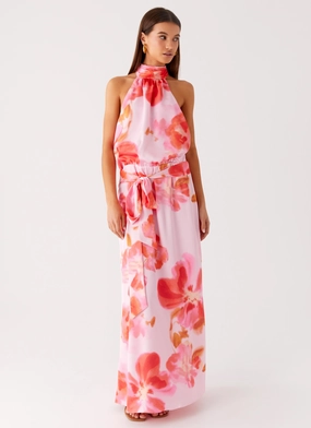 Diablo Backless Maxi Dress - Blushing Blossom Low Key