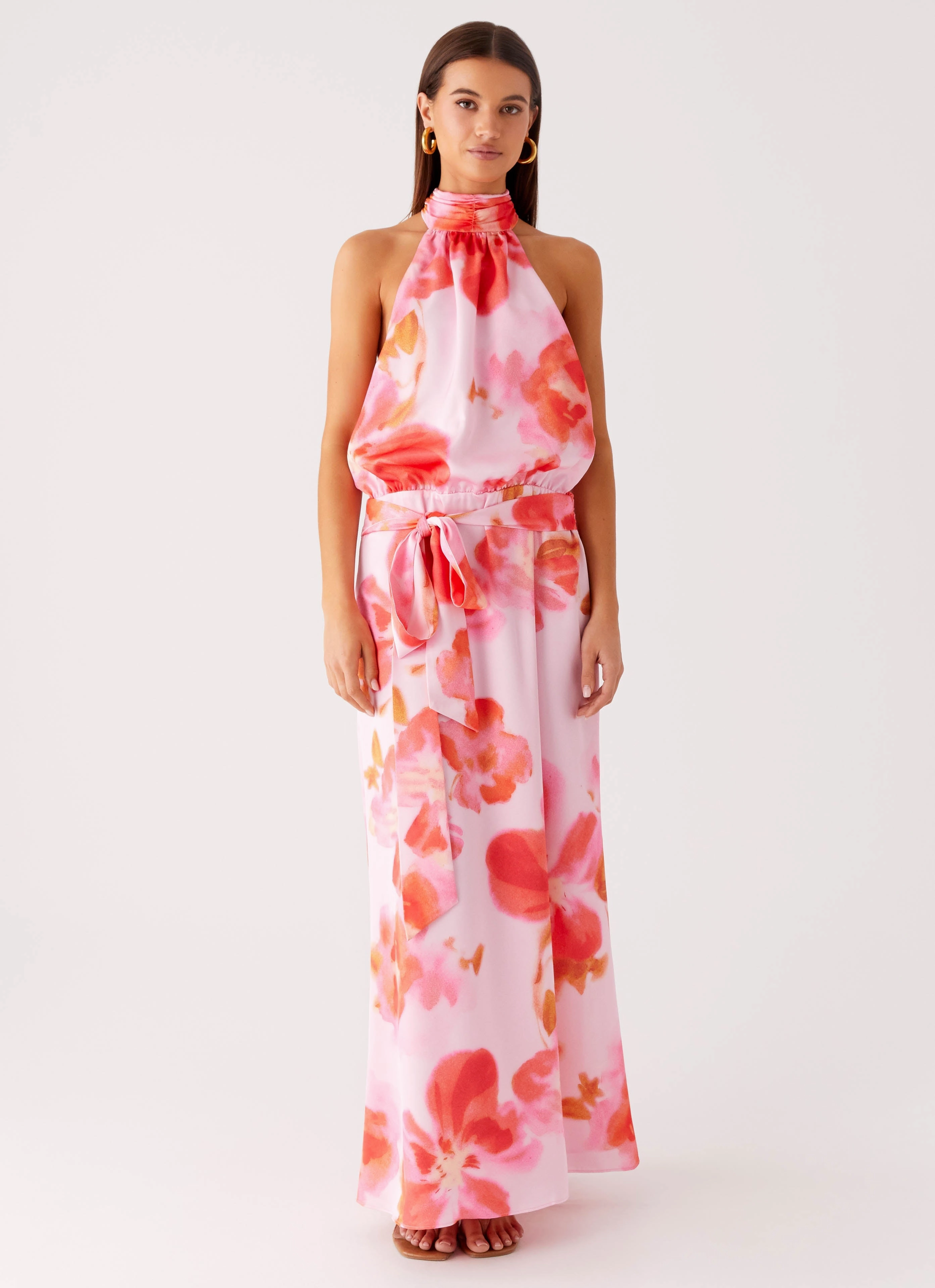 Diablo Backless Maxi Dress - Blushing Blossom Comfy Design