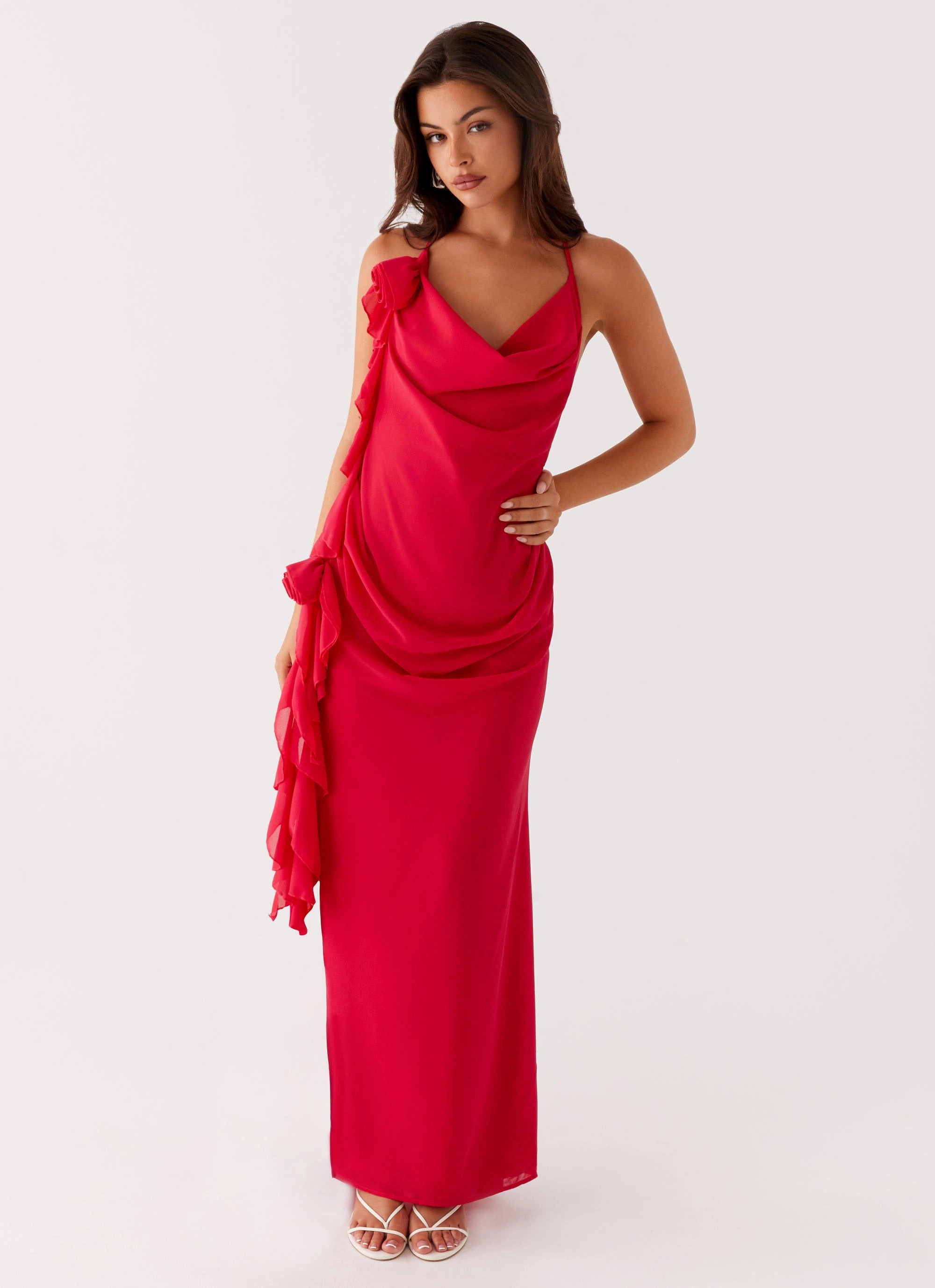 Diedre Rose Strappy Maxi Dress - Raspberry Smooth Fit Cool Tone