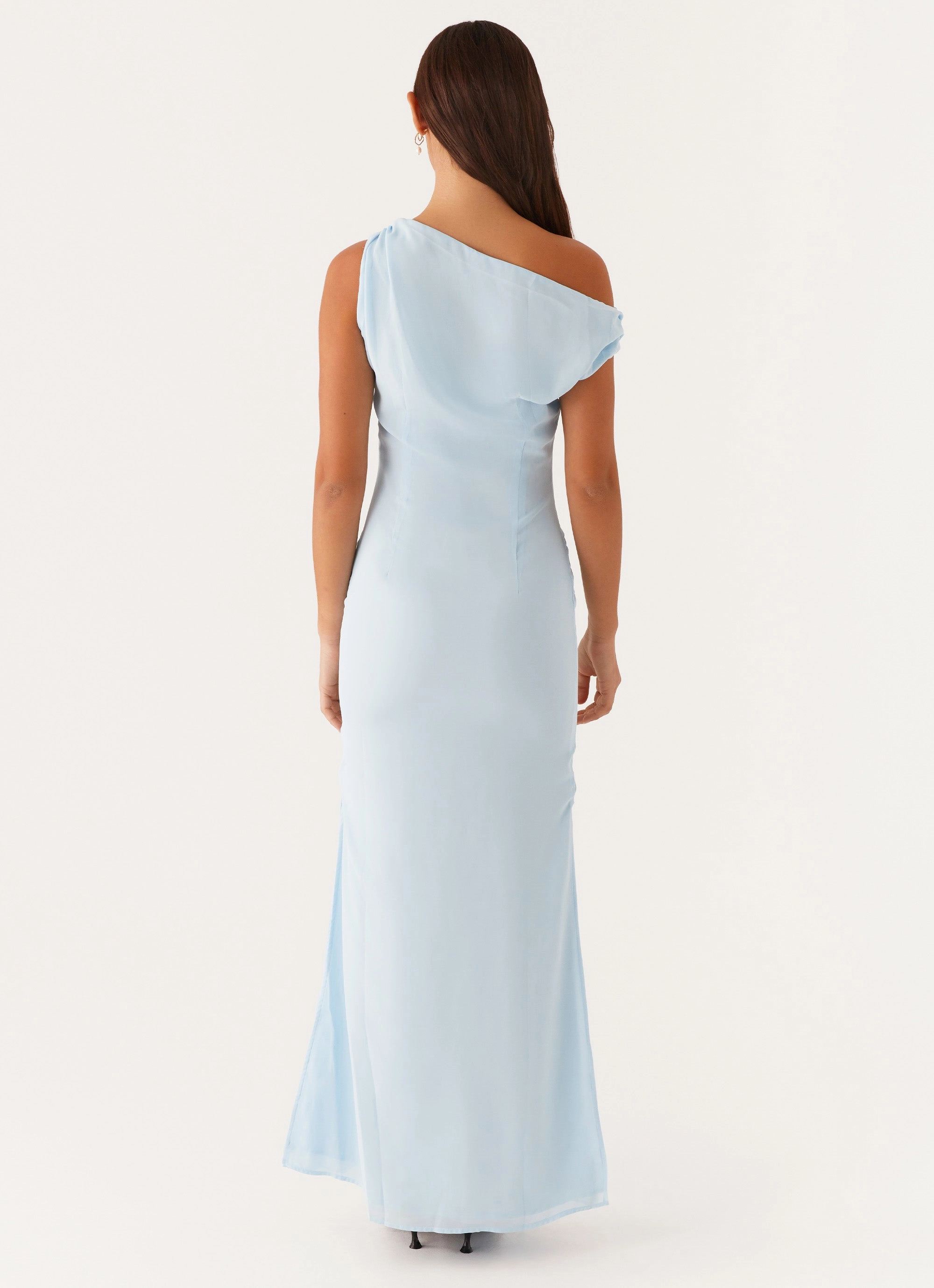 Edge Detail Form Fit Dinner Date Maxi Dress - Blue
