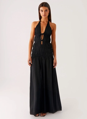 Dione Halter Maxi Dress - Black Event Glow
