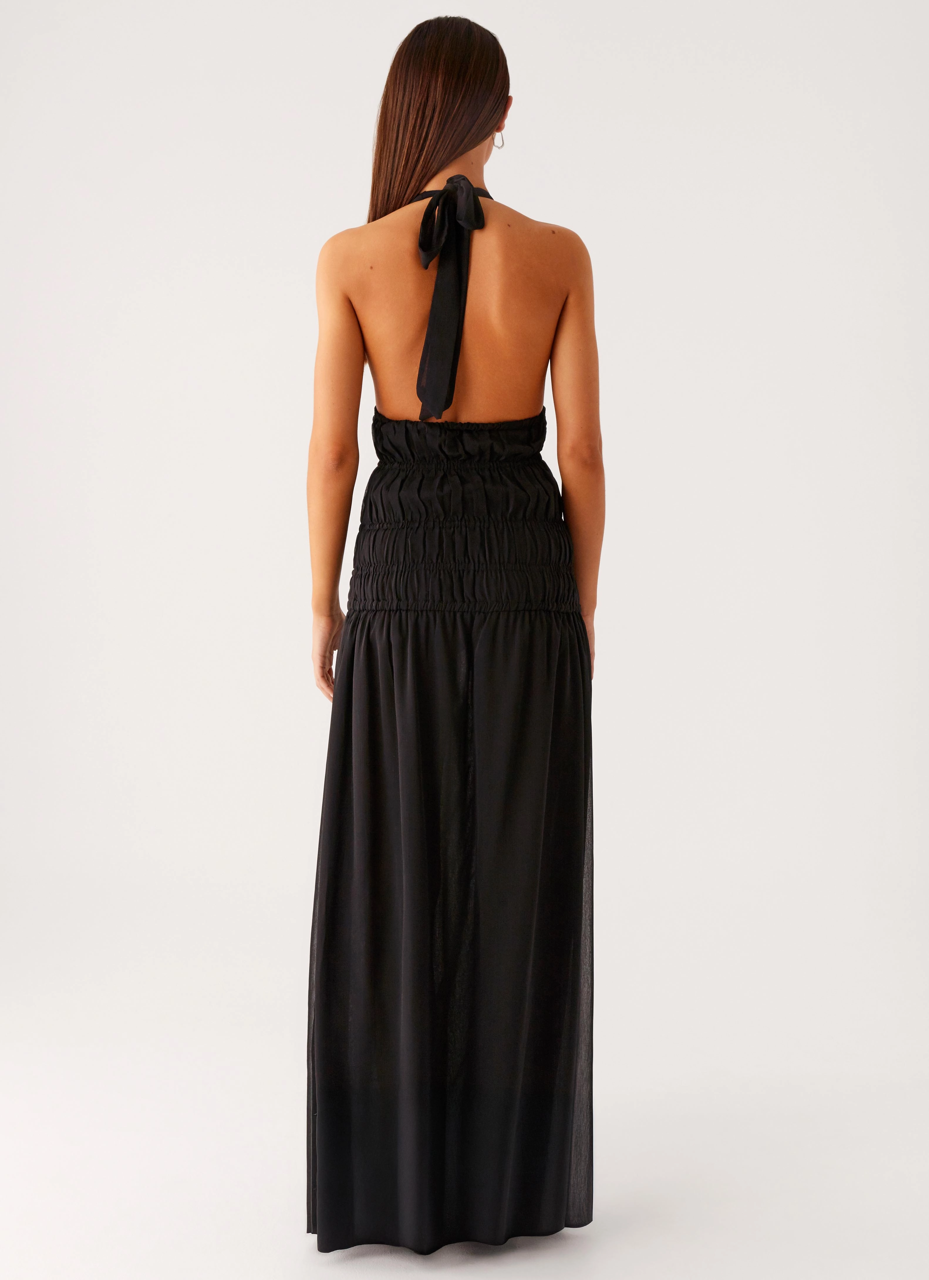 Cool Texture Effortless Comfort Dione Halter Maxi Dress - Black