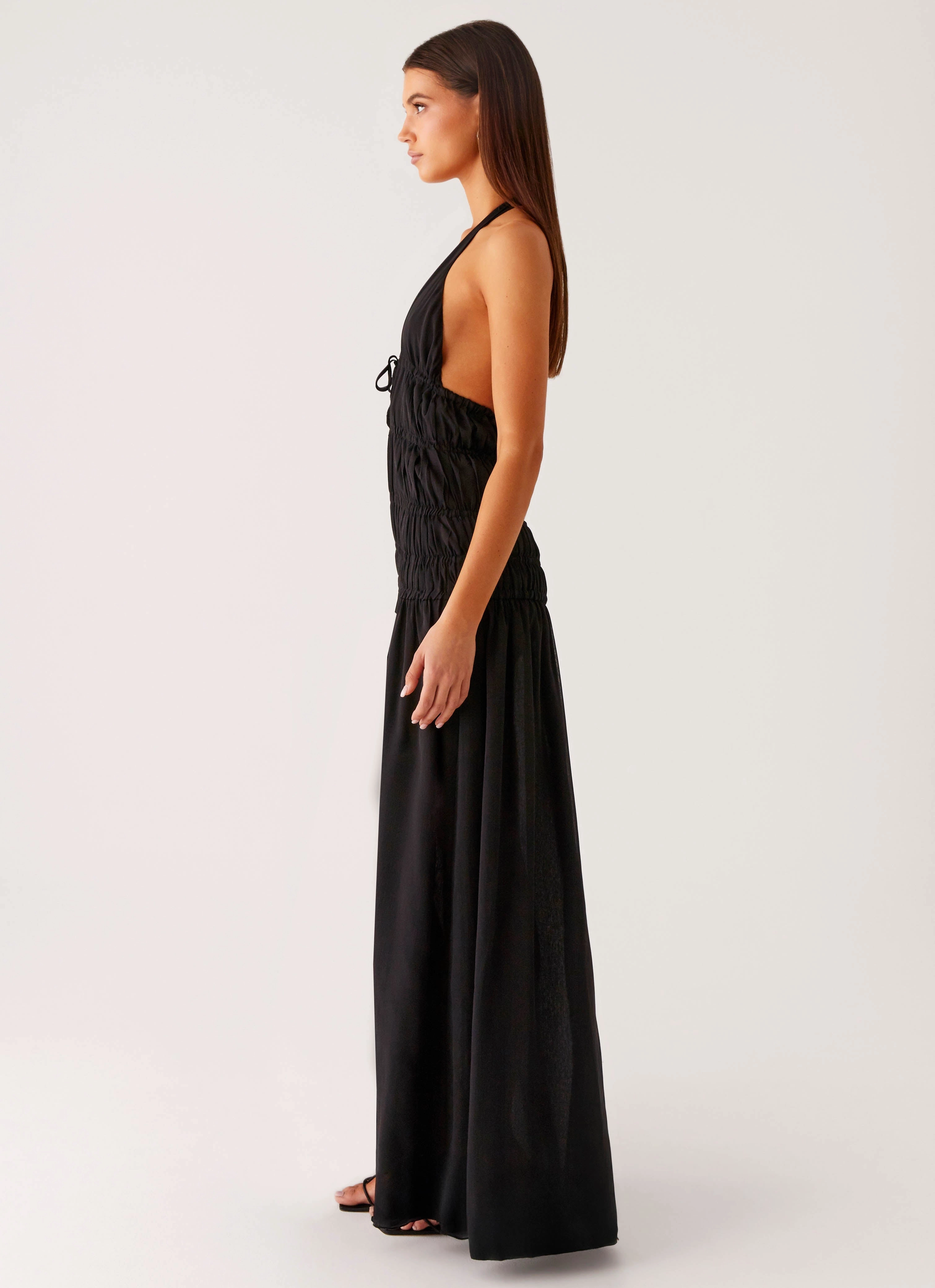 Dione Halter Maxi Dress - Black Chic Appeal