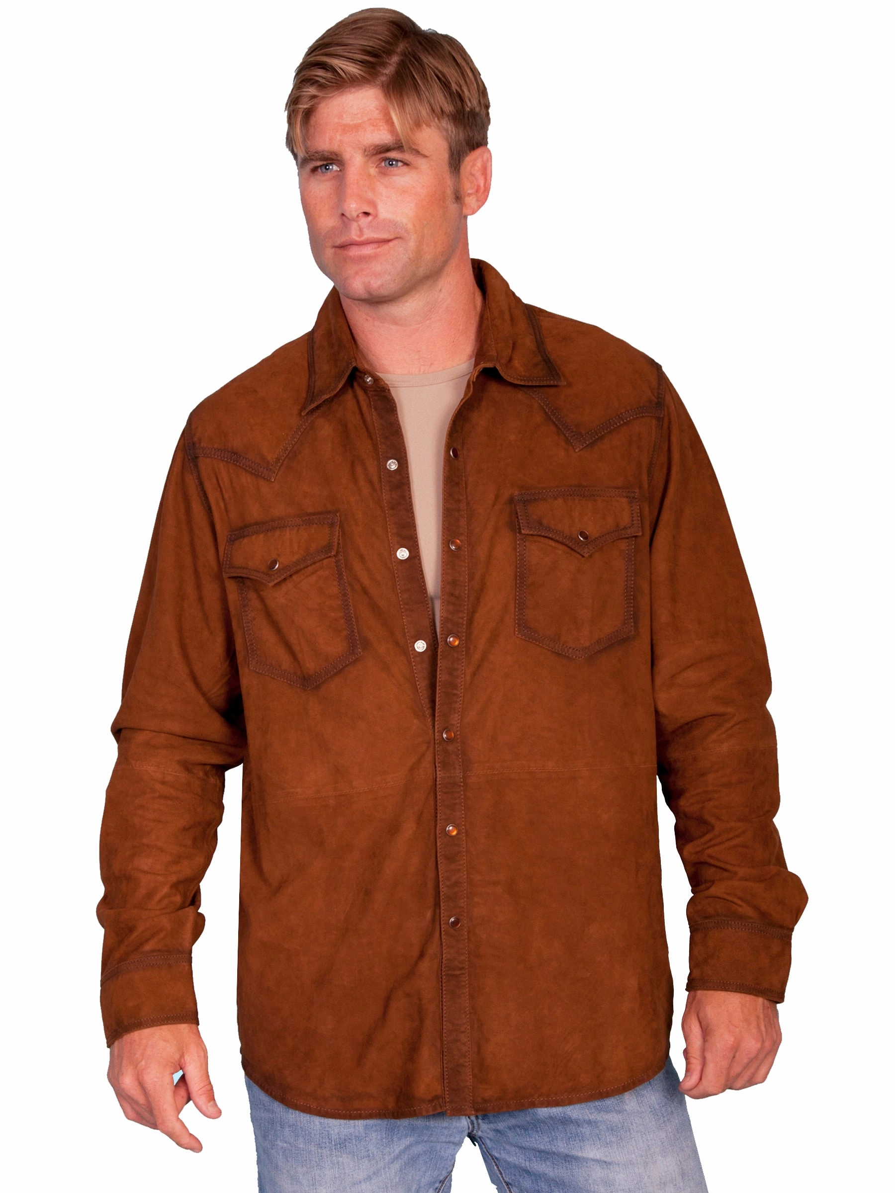 Unmatched comfort Scully Mens Brown Suede Western L/S Shirt