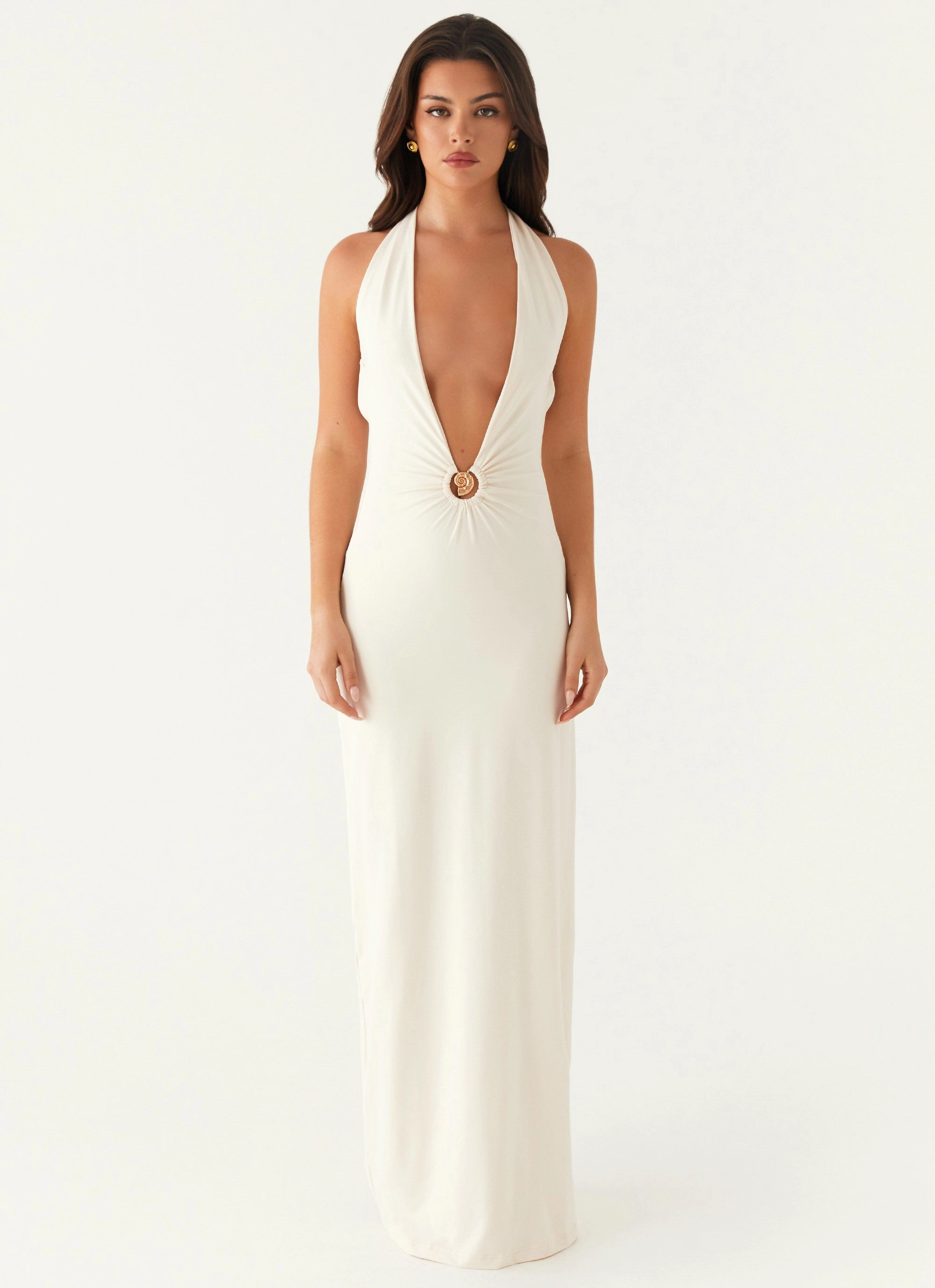 Dominica Maxi Dress - Ivory Silky Touch