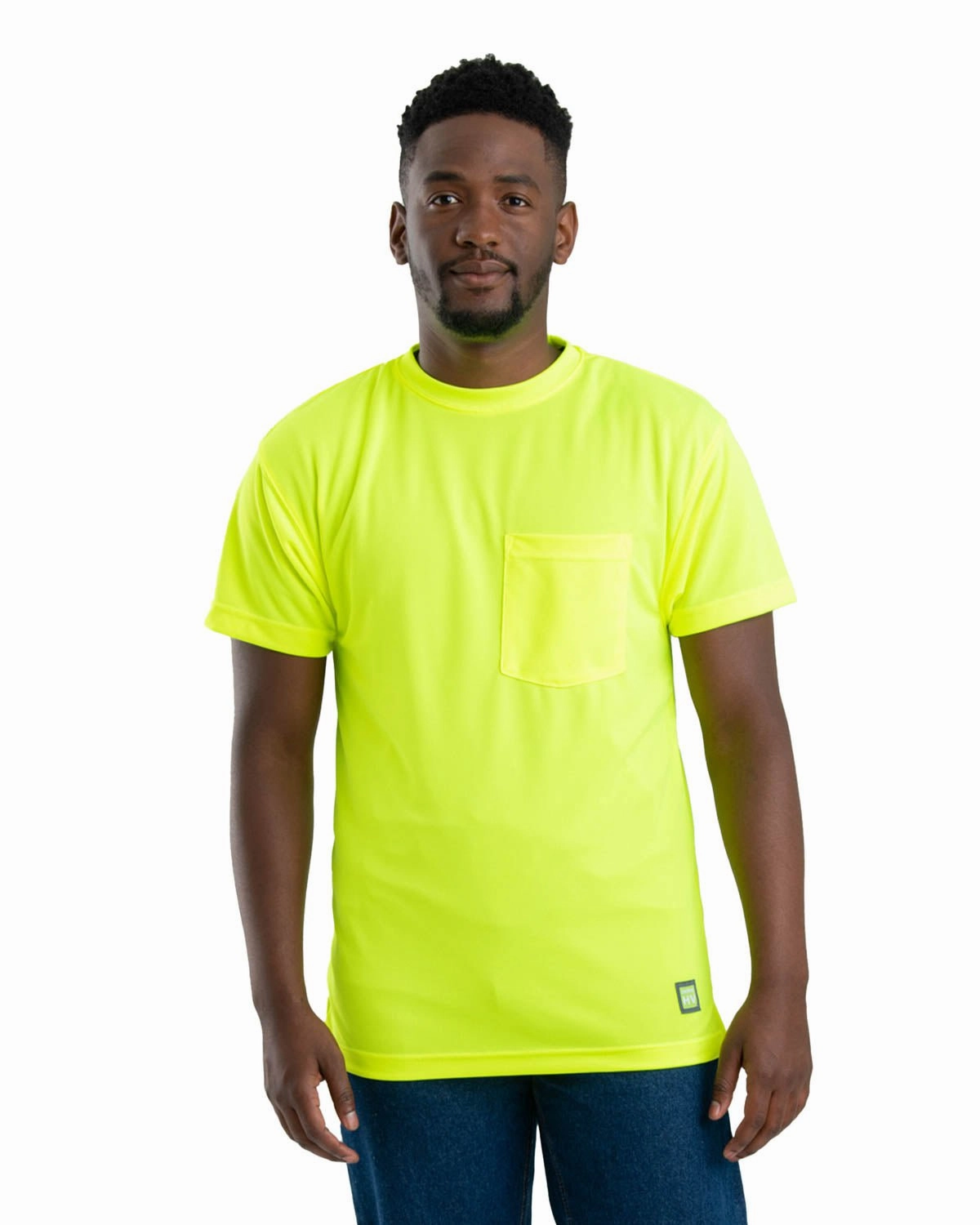 Mix-And-Match Zip Front Berne Mens Yellow Polyester Enhanced Visibility S/S Tee S/S