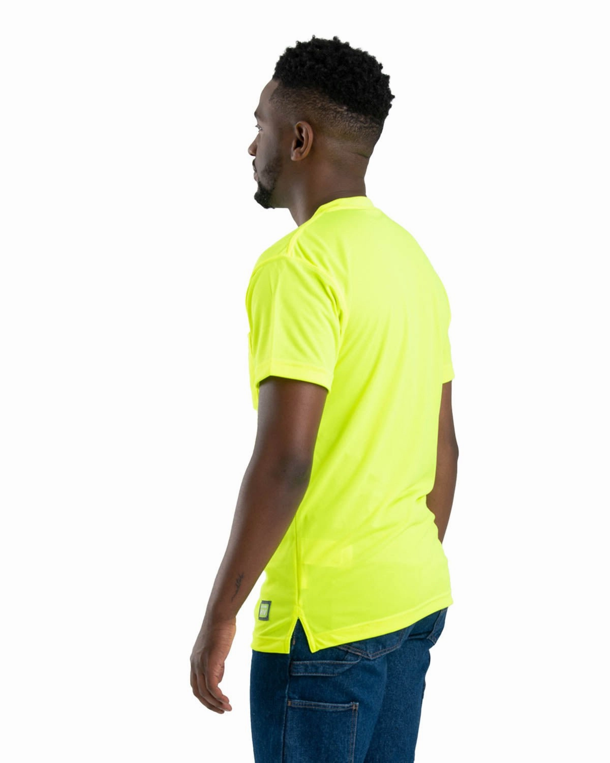 Petite Cut High-Quality Fabric Berne Mens Yellow Polyester Enhanced Visibility S/S Tee S/S