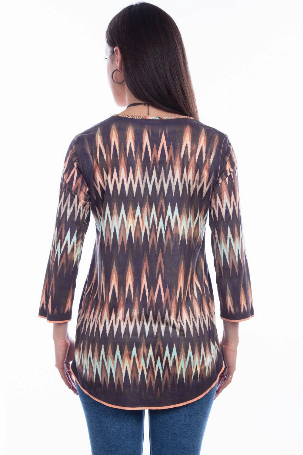 Scully Womens Multi-Color Polyester Reversible Ikat S/S Tunic Beach Wear Durable Texture