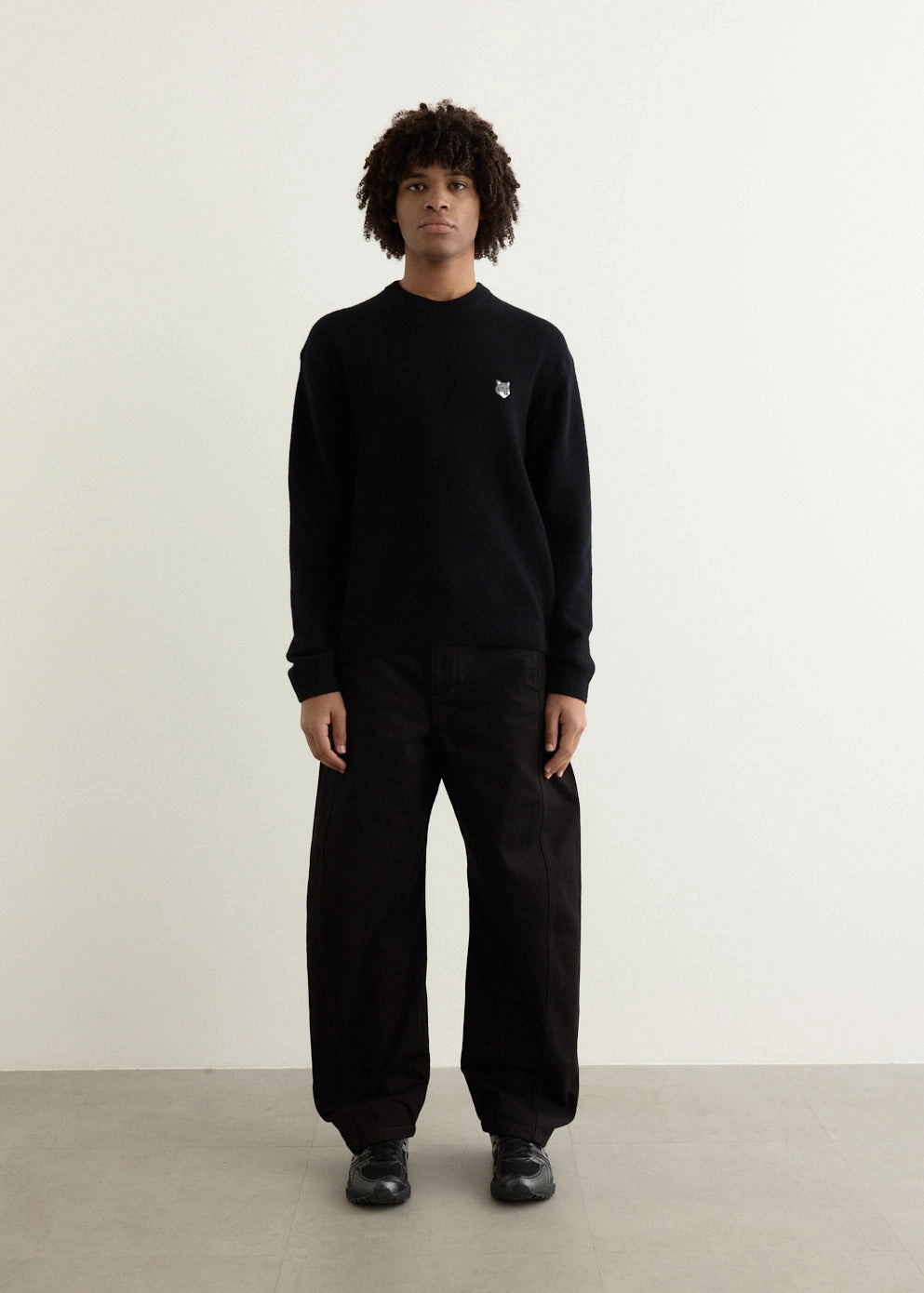 Grey Fox Head Patch Comfort Jumper Bold Simplicity Thermal Insulation