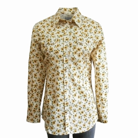 Durable Thread Construction Rockmount Womens Vintage Floral Western Yellow 100% Cotton L/S Shirt