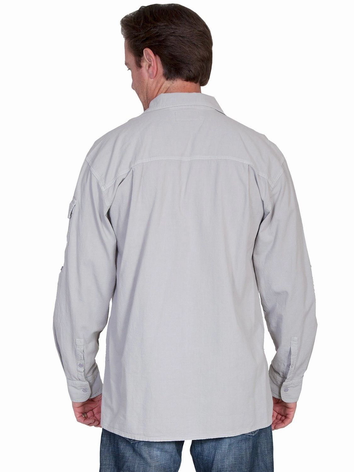 Scully Cantina Mens Grey 100% Cotton Casual Sport Shirt Ergonomic Sleeve Cut