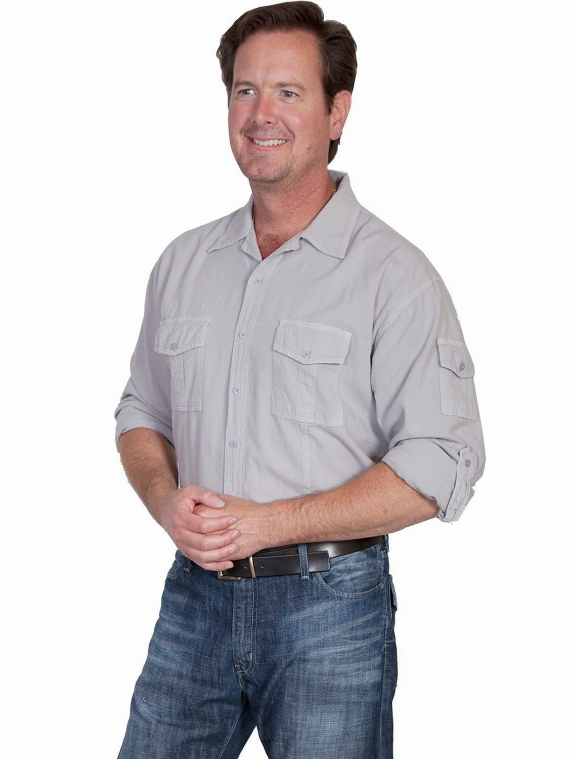 Scully Cantina Mens Grey 100% Cotton Casual Sport Shirt hypoallergenic material