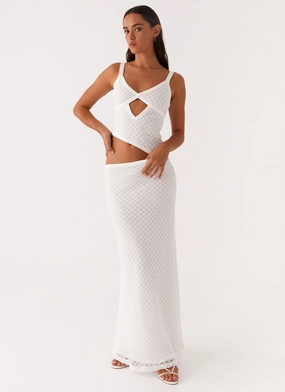 Ruffle-Detail Chill Fashion Jocelyn Maxi Dress - White Crochet