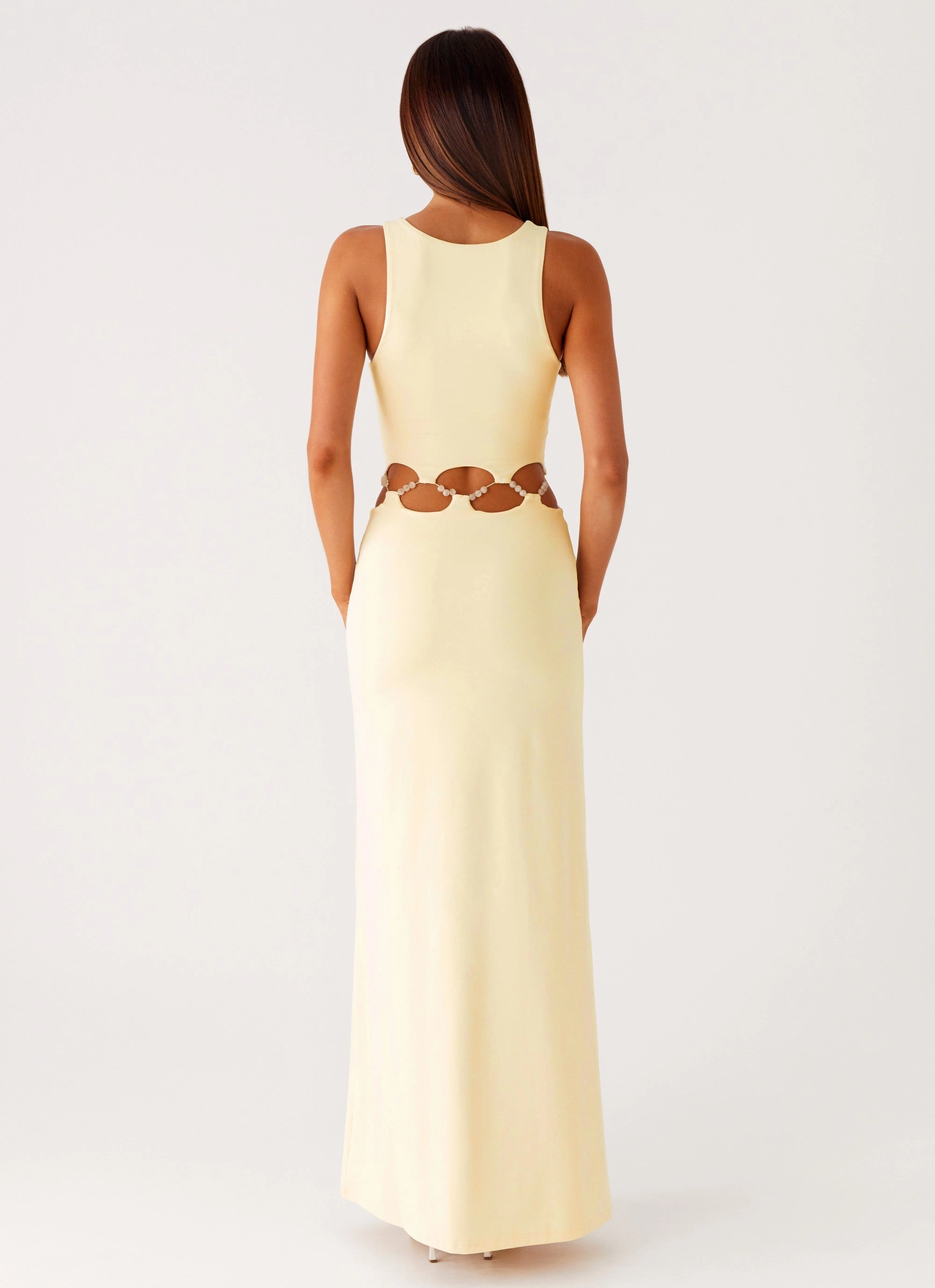 Feminine Line Dreamboat Beaded Maxi Dress - Yellow