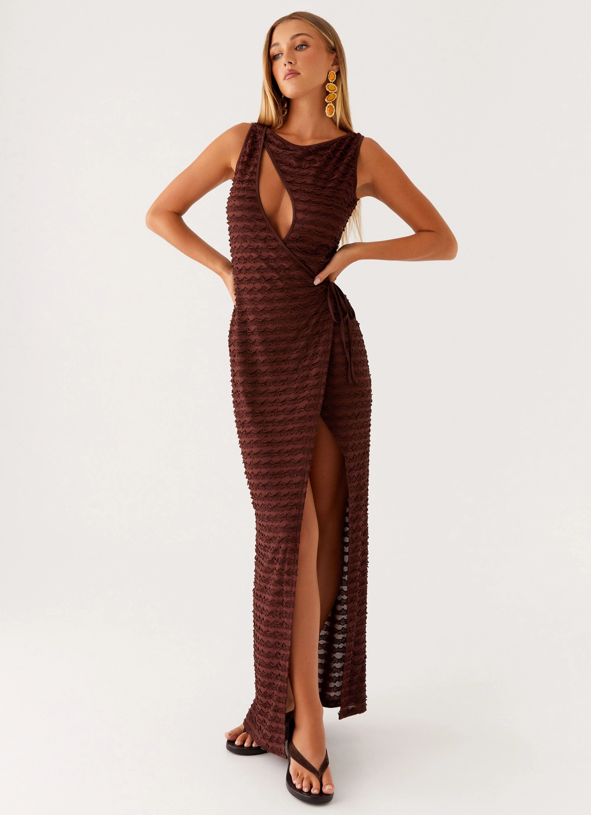 Sterling Wrap Maxi Dress - Chocolate Elastic-Cuff