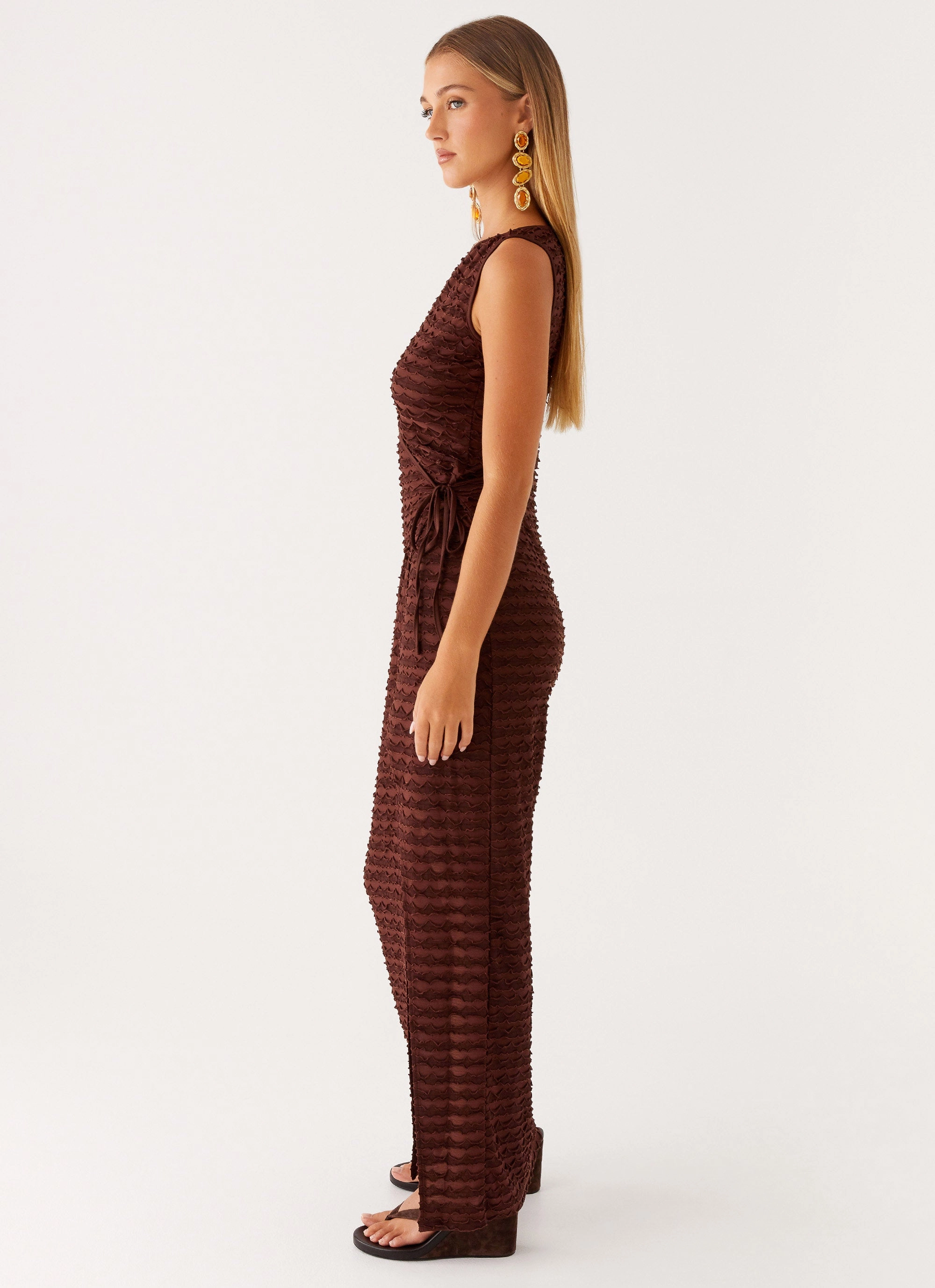 Spring Garden Chic Vibe Sterling Wrap Maxi Dress - Chocolate