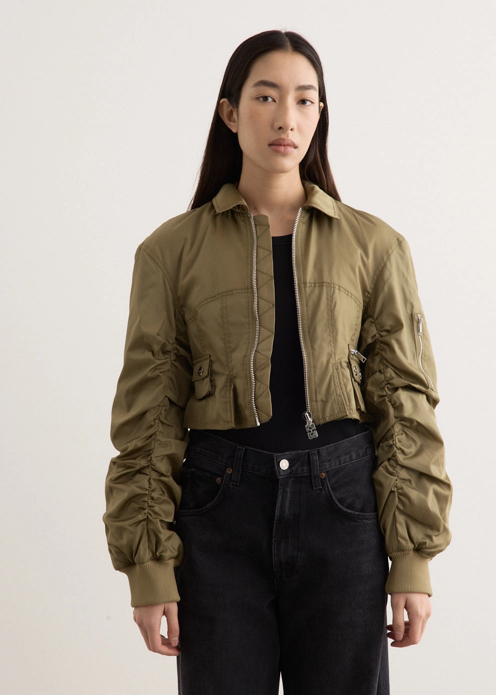 Duchesse Nylon Fitted Jacket AdjustableHem