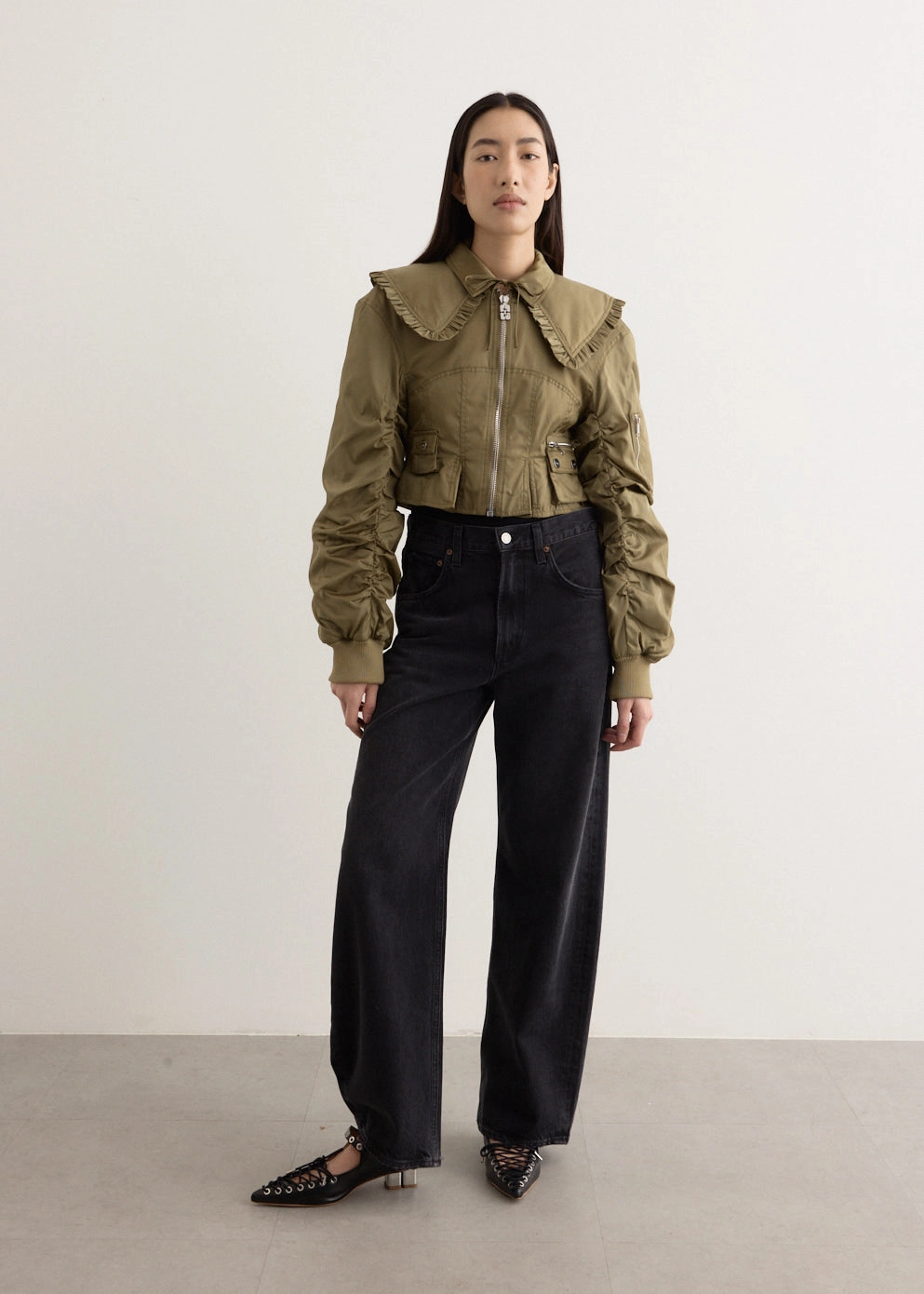 Zipper Guard Weatherproofing On Duty Layer Duchesse Nylon Fitted Jacket