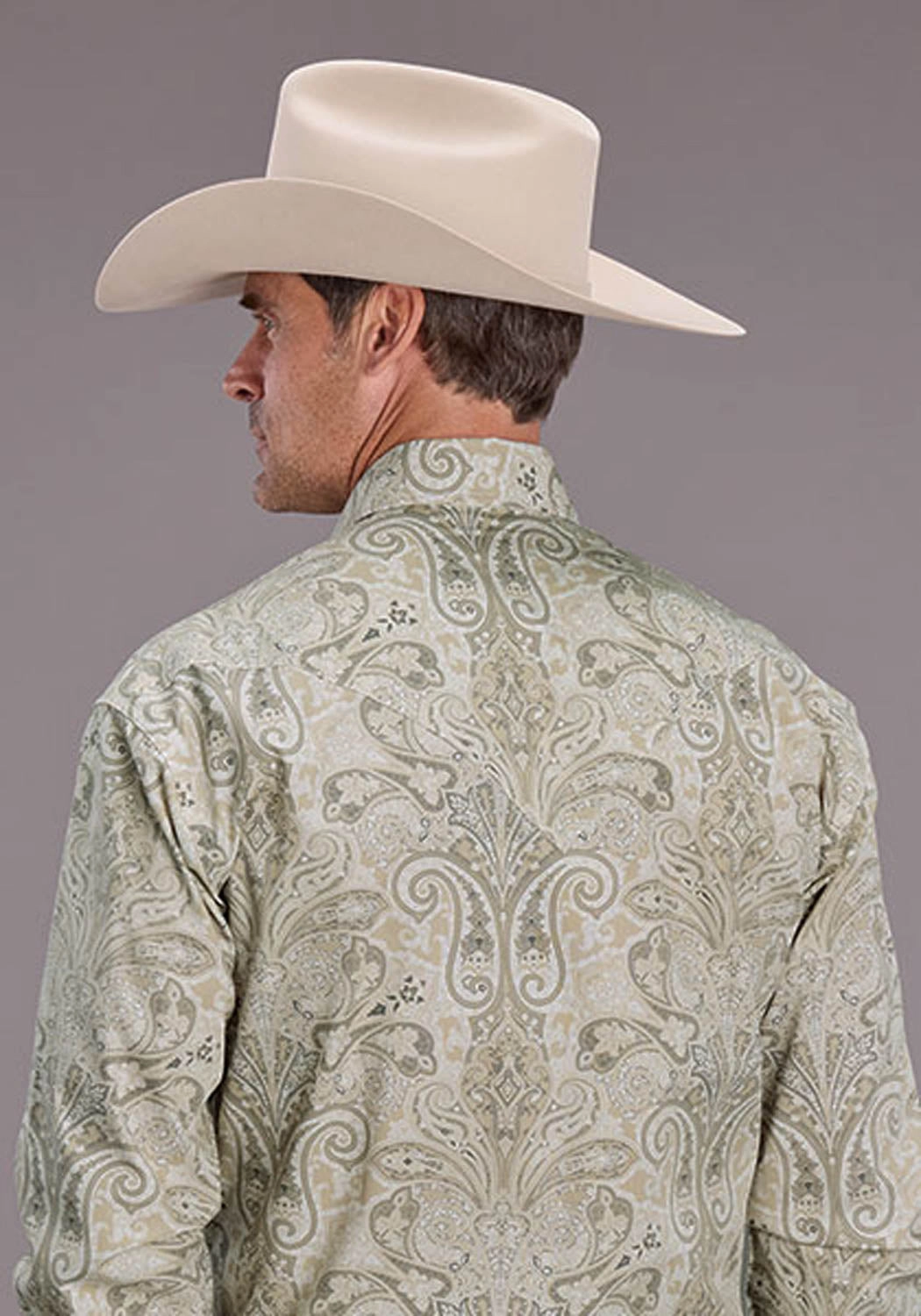Stetson Mens Sand Dollar Paisley Brown 100% Cotton L/S Shirt Morning Comfort