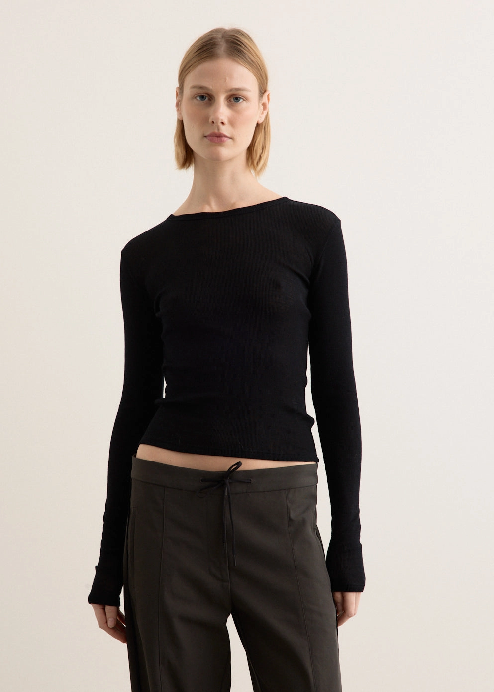 Non Chafing Fabric Baby Wool Long Sleeve Top