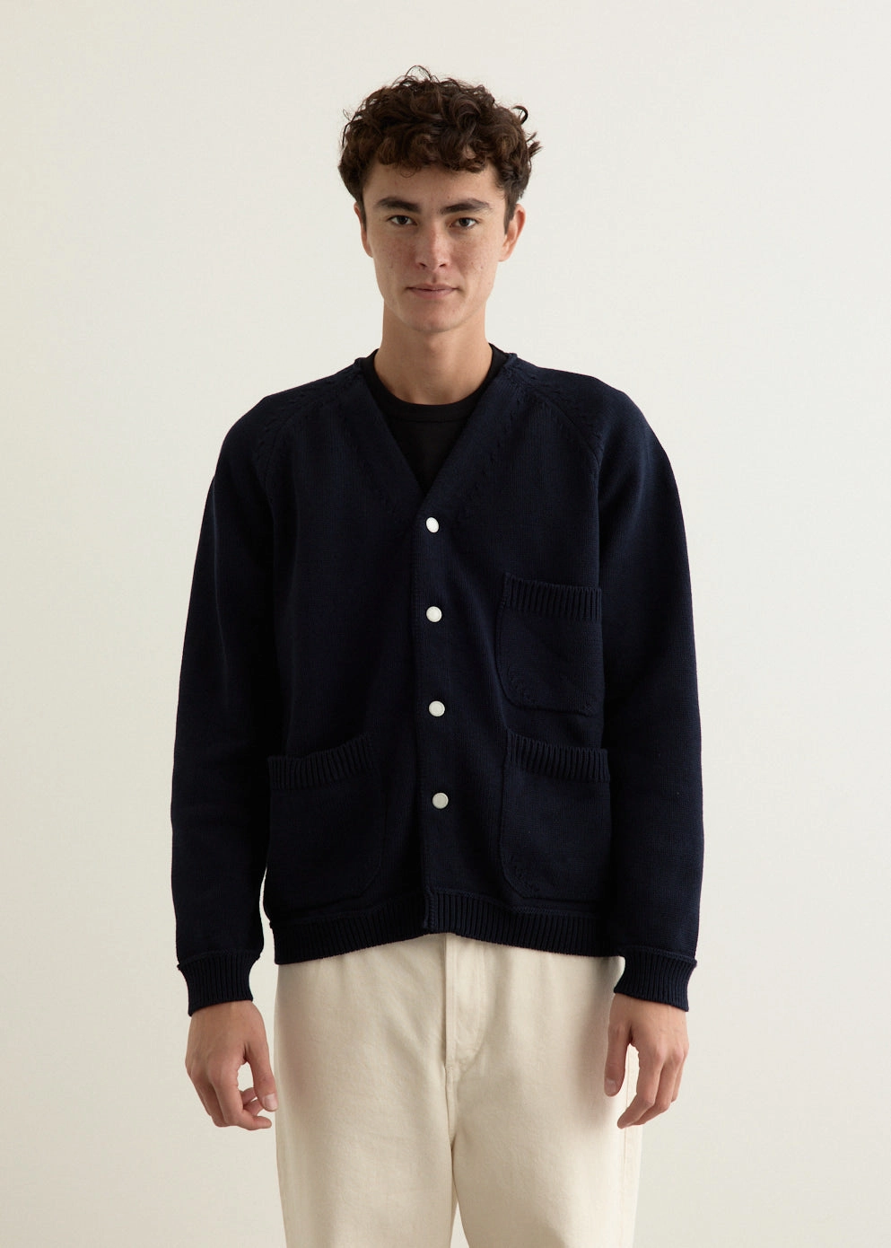 Soft Touch Chill Style Cotton Knit Pocket Cardigan