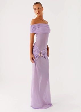 Benji Maxi Dress - Lilac Sophisticated Edge Quilted-Texture