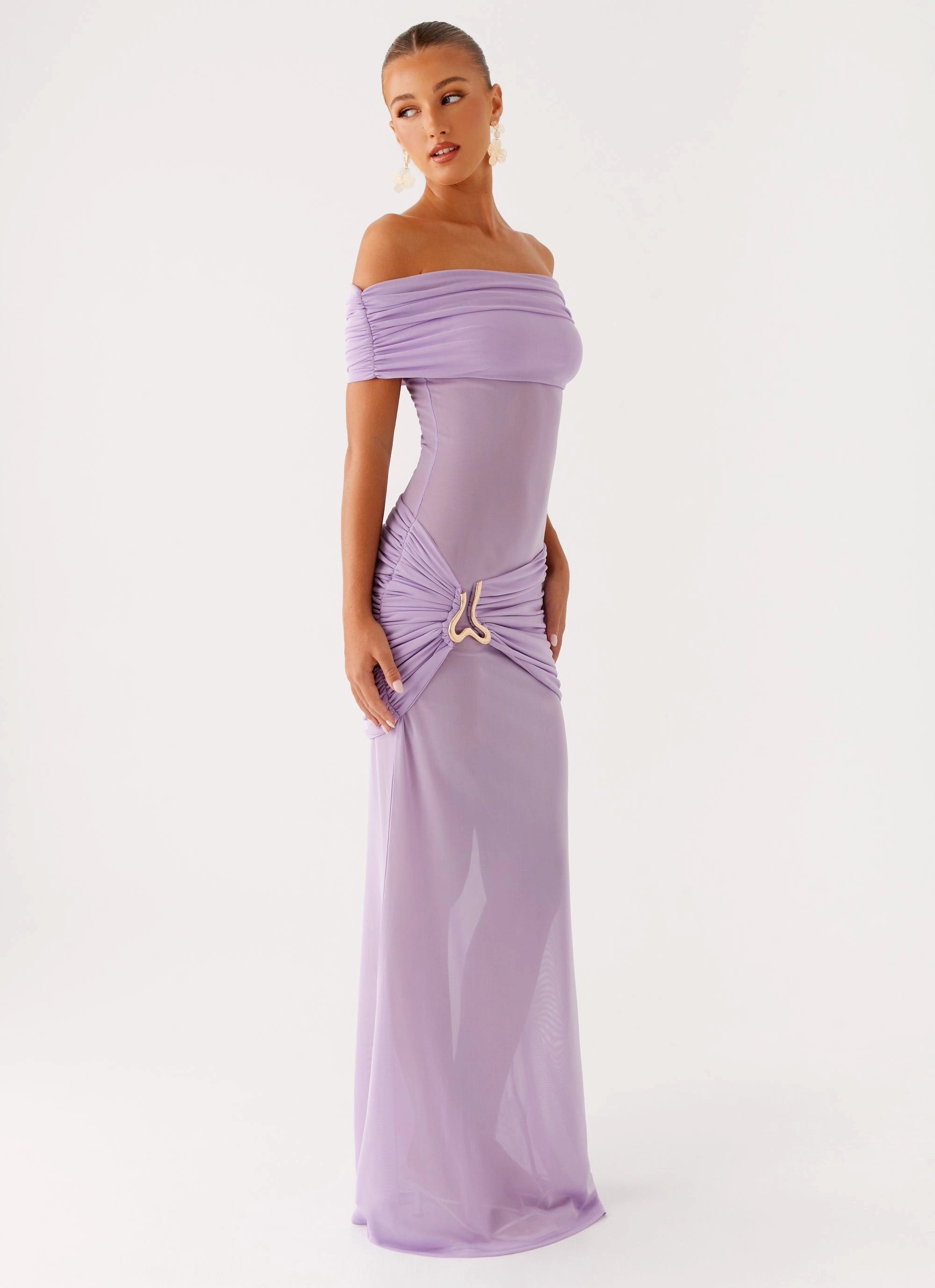 Benji Maxi Dress - Lilac Sophisticated Edge Quilted-Texture
