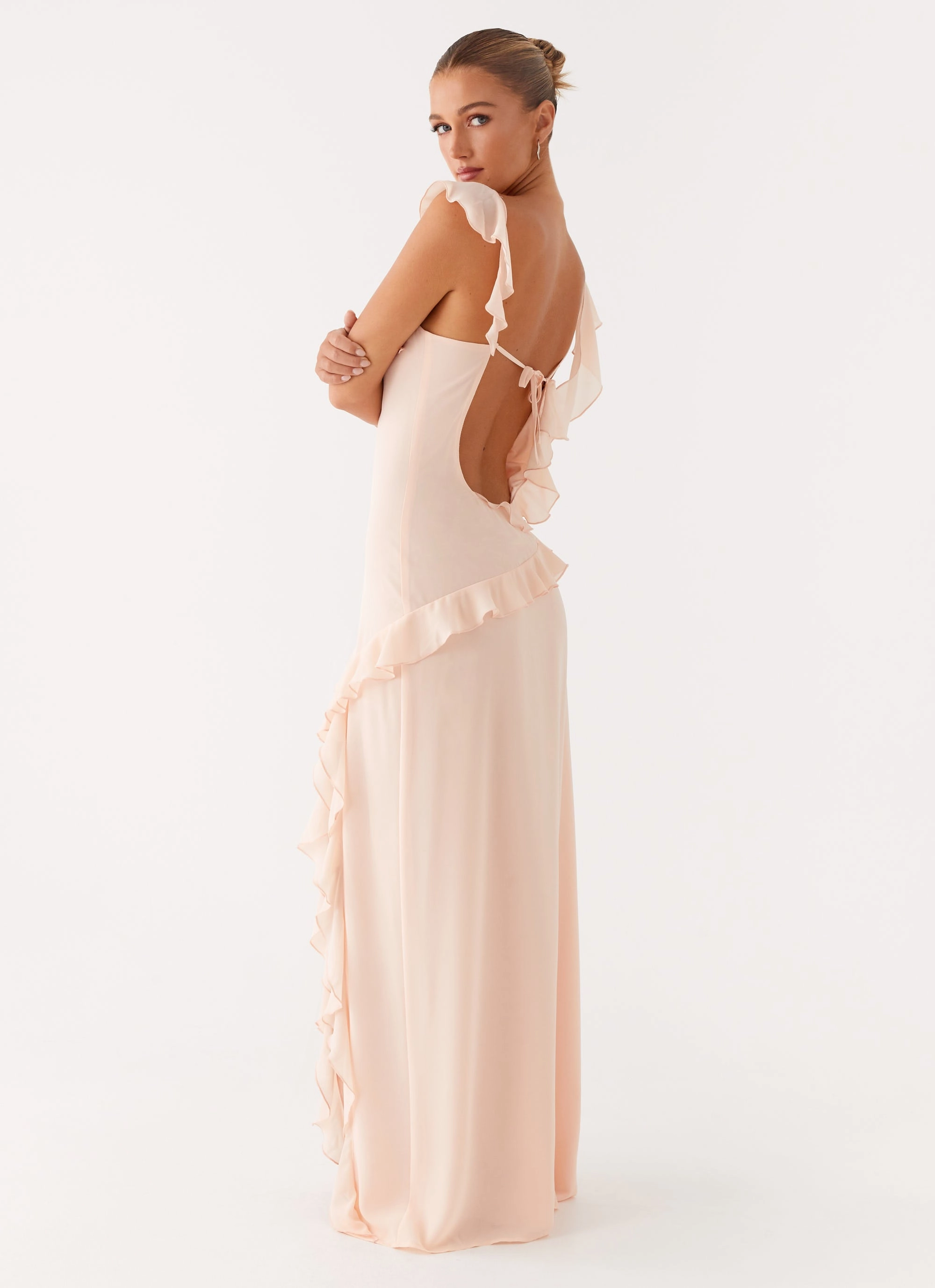 Naya Maxi Dress - Peach Wrinkle-Resistant Travel Friendly