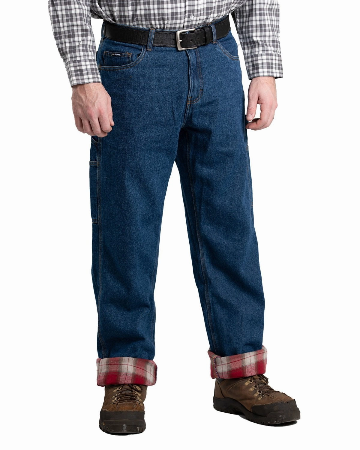 Berne Apparel Mens Heartland Flannel-Lined Stone Wash Dark 100% Cotton Jeans Adaptive Look Date Night Daily Wear