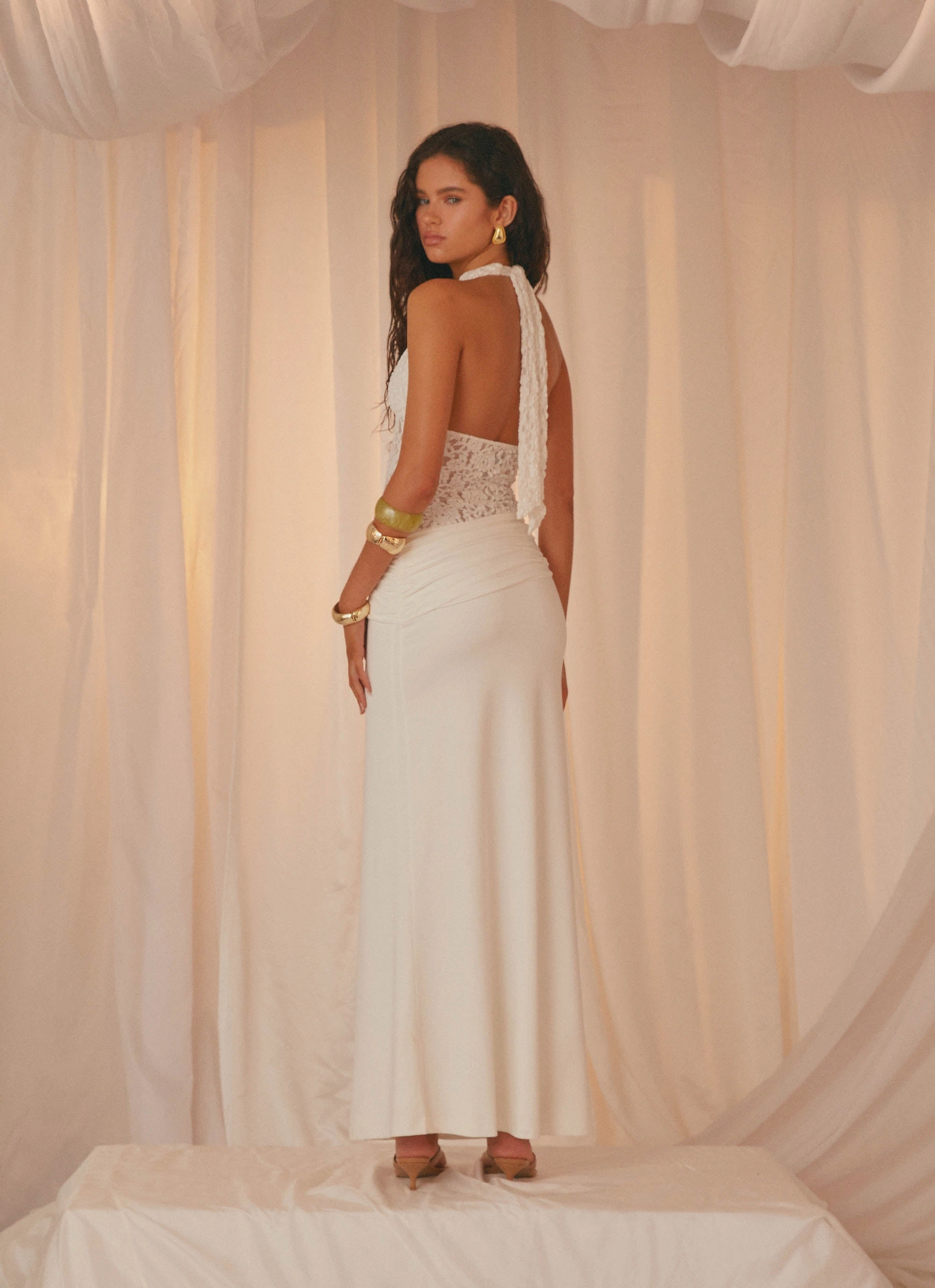 Miri Halter Maxi Dress - Ivory Unique Cut