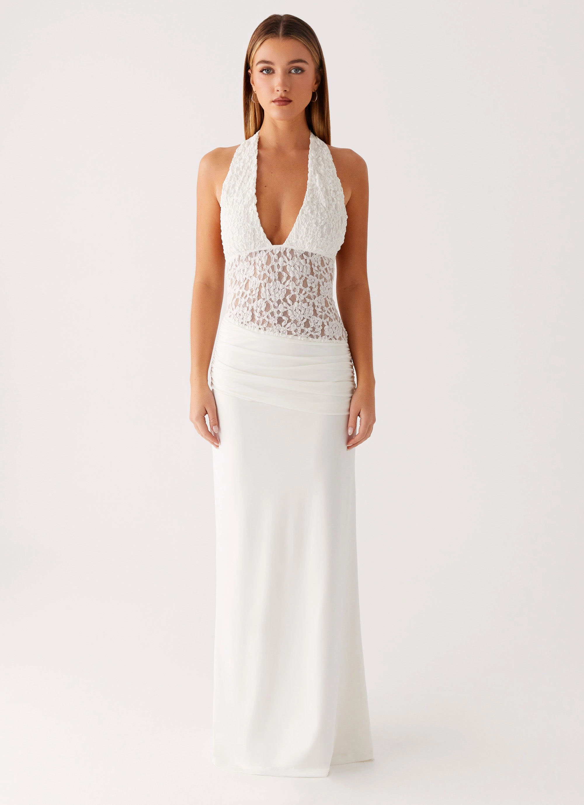 Chic Tailoring Miri Halter Maxi Dress - Ivory