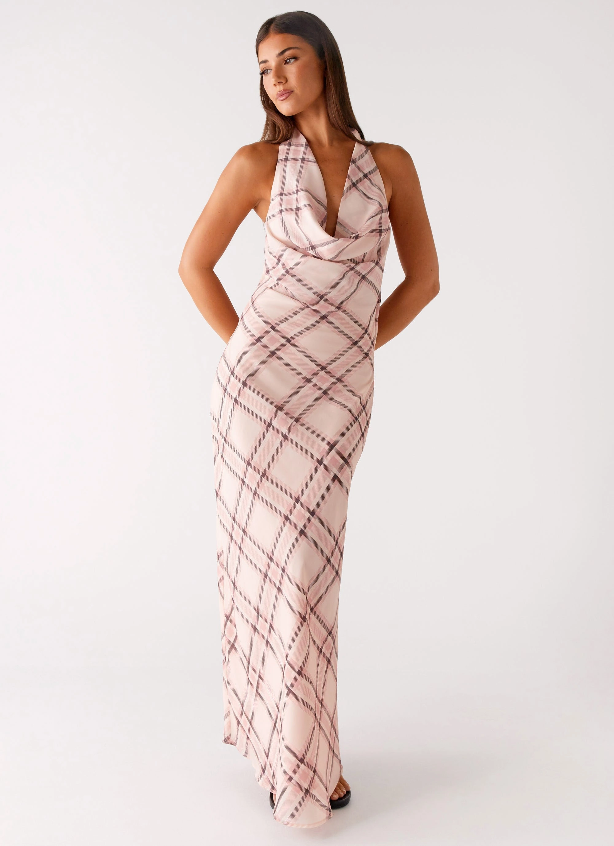 Muse Maxi Dress - Pink Check Knit Warm