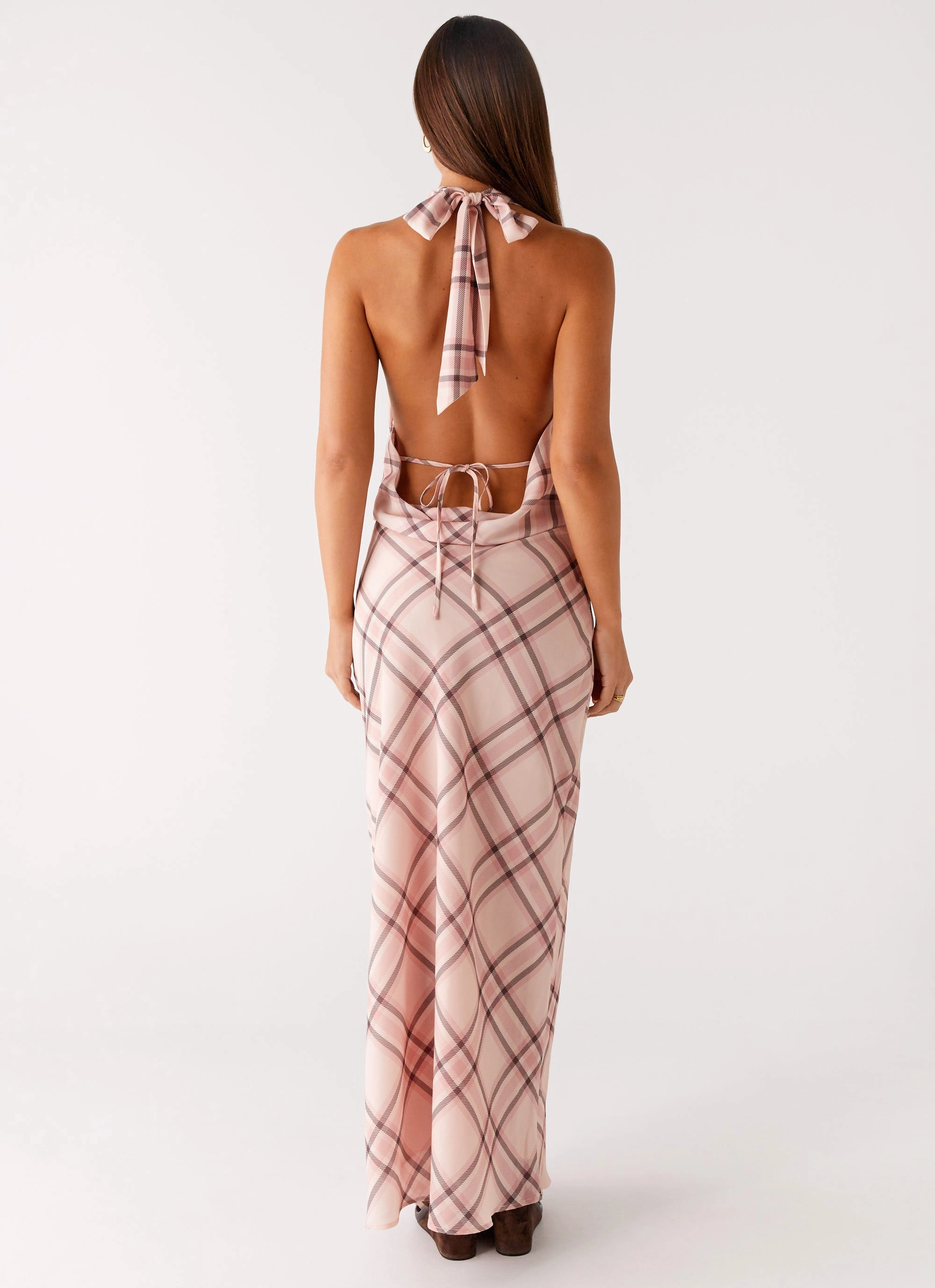Red-Carpet Muse Maxi Dress - Pink Check