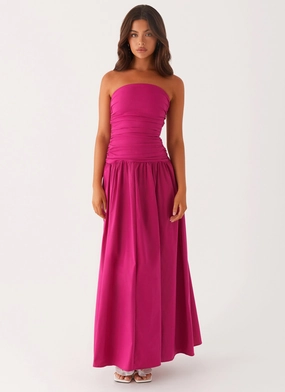 Bride Side Natural Aesthetic Carmel Maxi Dress - Fuchsia