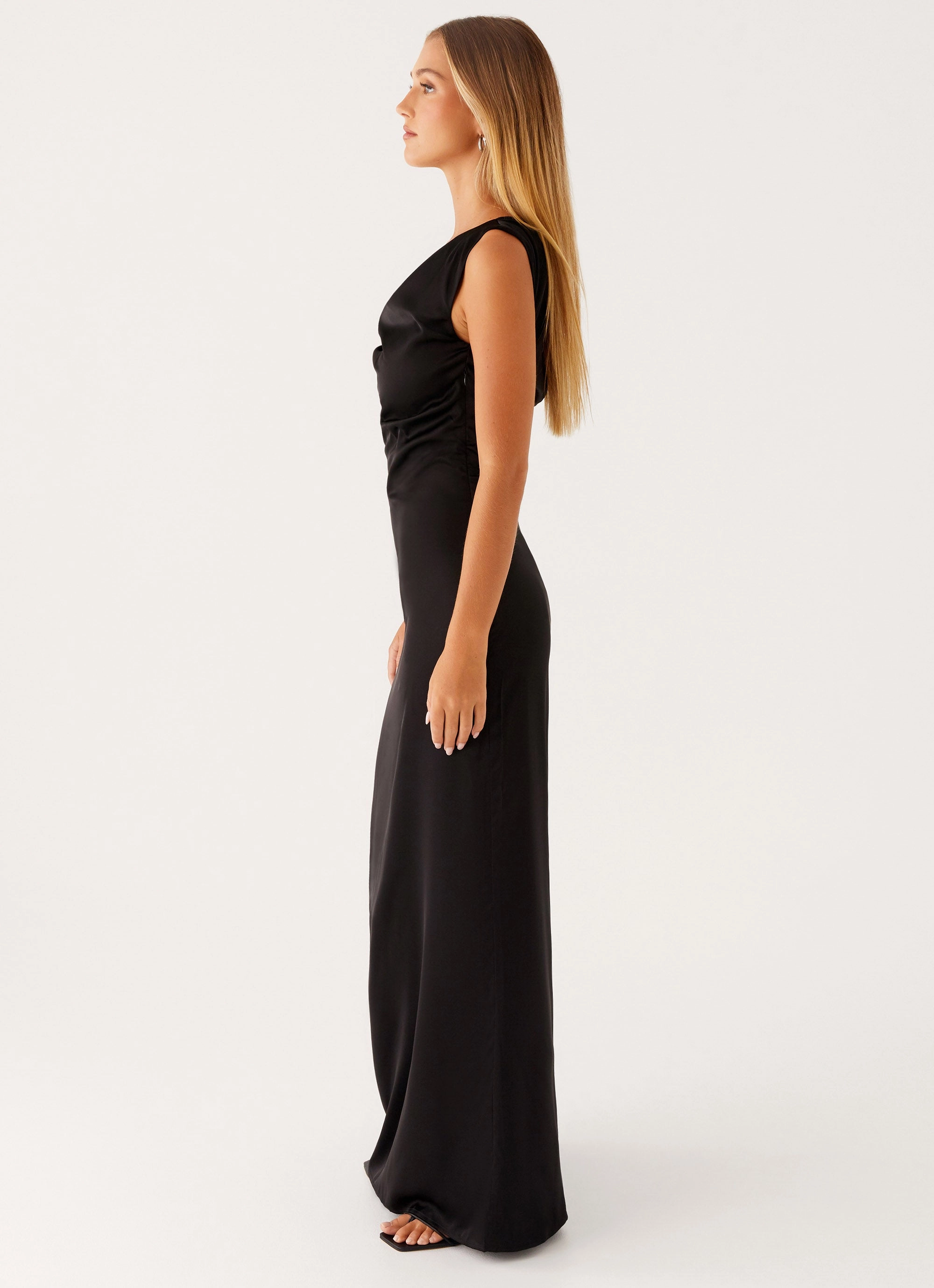 Heart Of Glass Satin Maxi Dress - Black FadeResistantColor