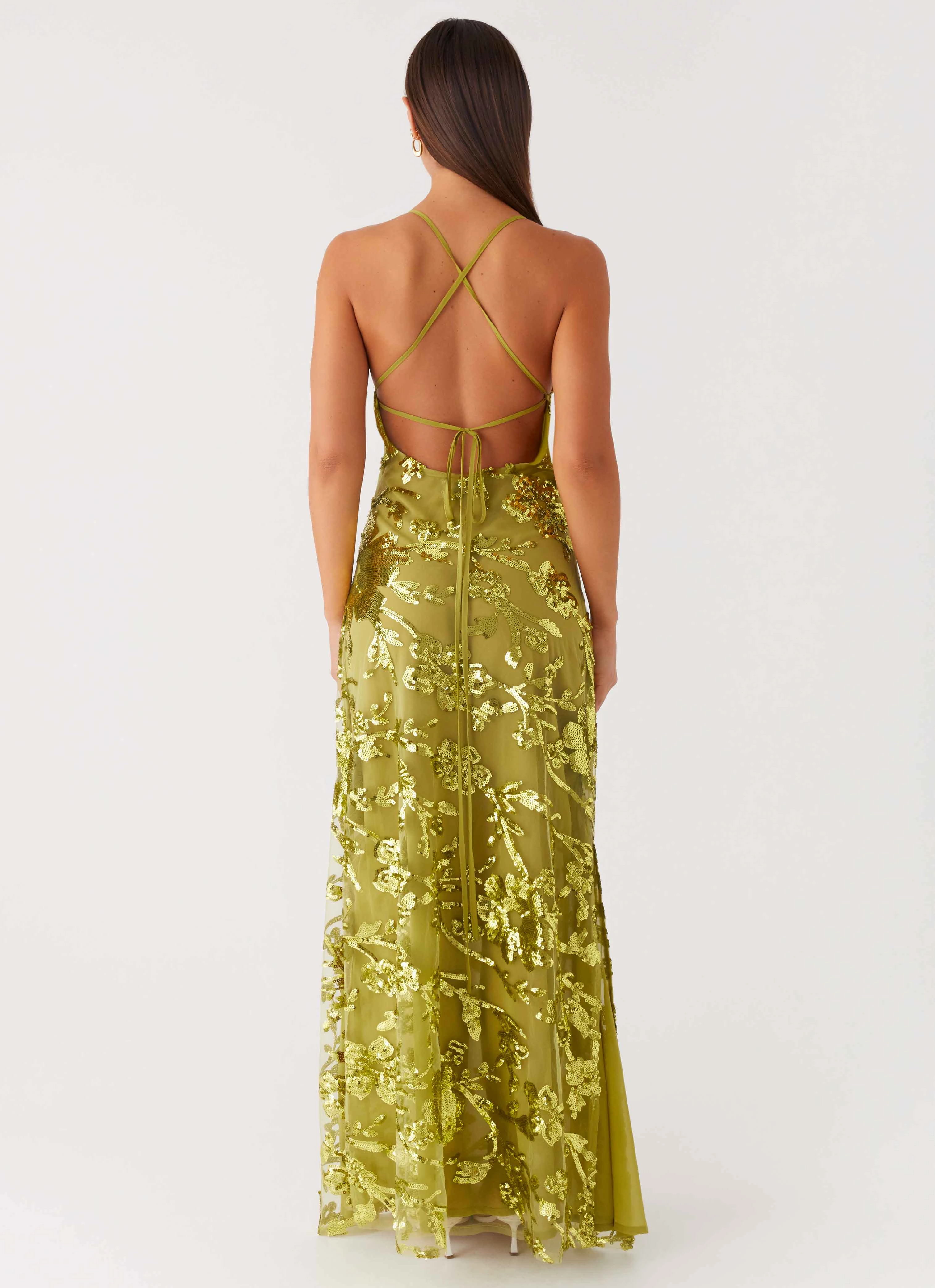 Havana Sequin Maxi Dress - Lime HypoallergenicFiber