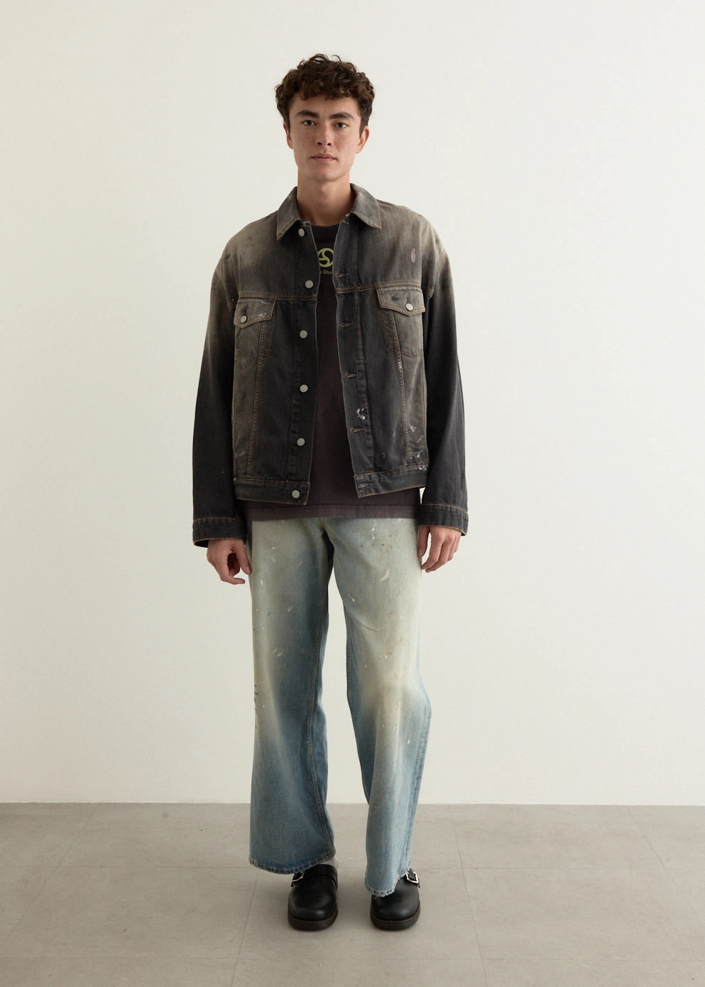 High Collar Design Obert U Denim Jacket