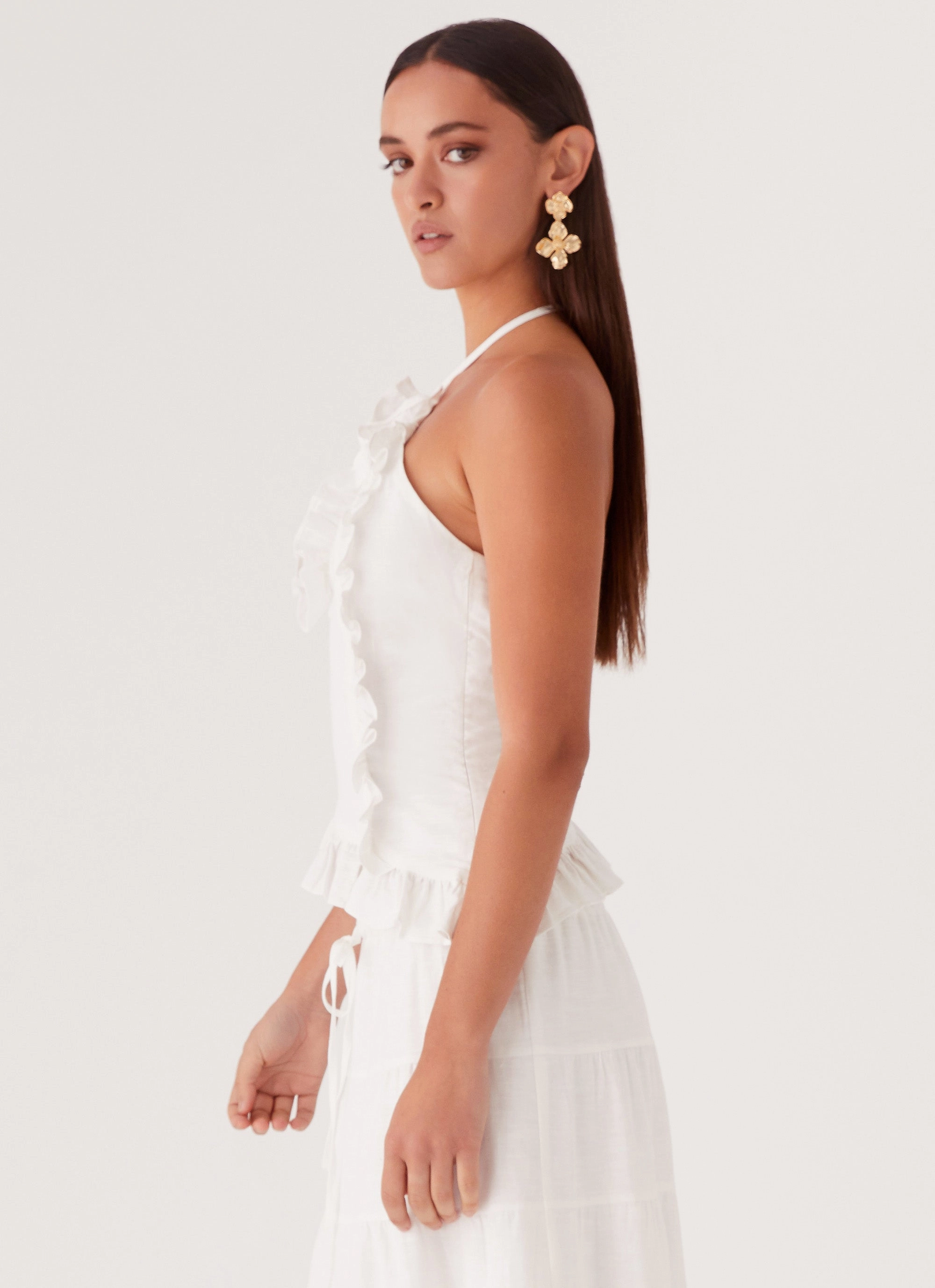 AbrasionResistant Finish Mariella Linen Top - White