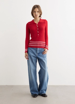 WrinkleResistant Knit Structure Natural Fiber Blend Quincy Stripe Polo