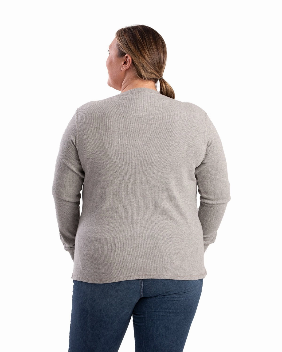 Checkered Style Personalized Touch Berne Mens Heavyweight Rib-Knit Grey Cotton Blend L/S Henley