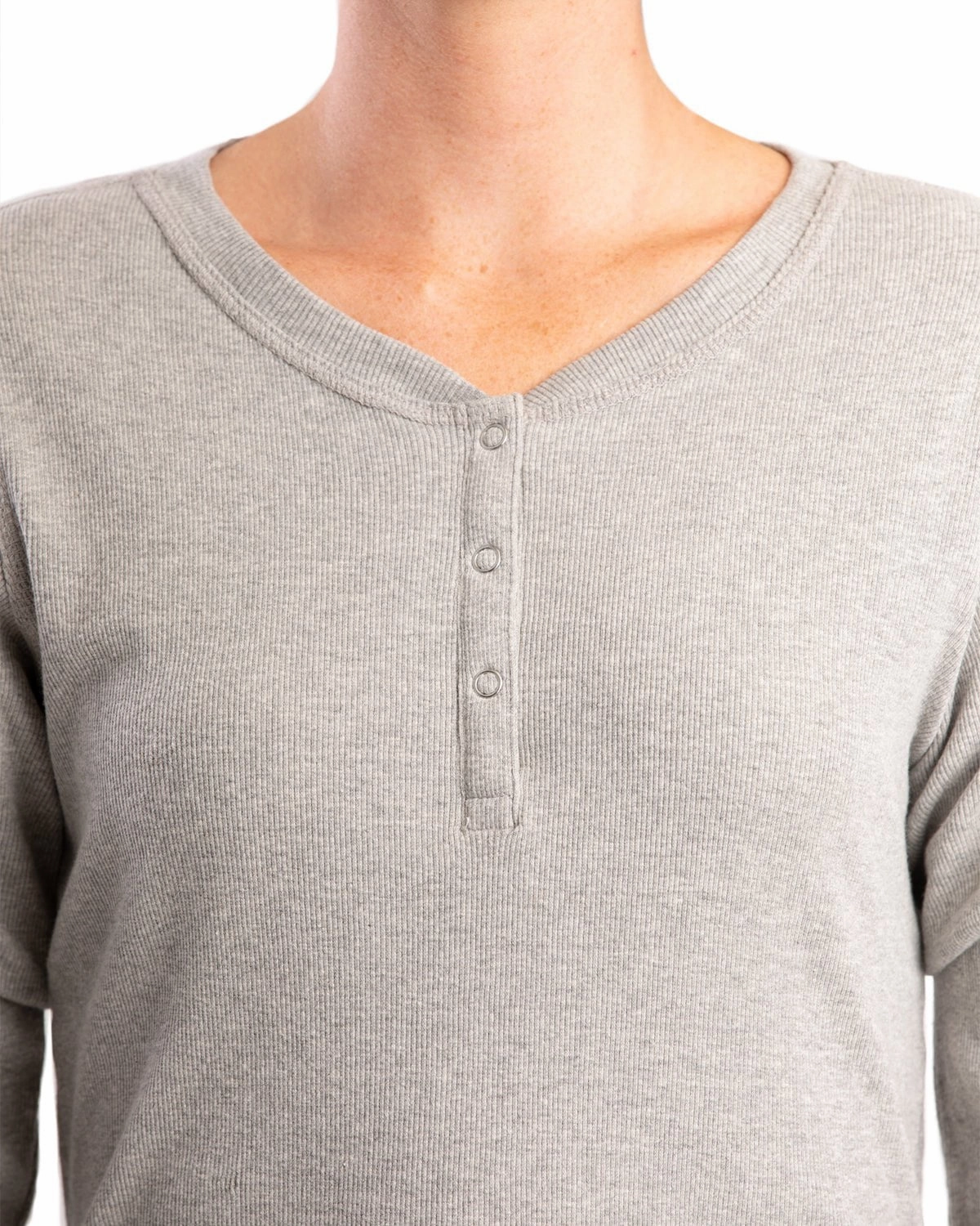 Berne Mens Heavyweight Rib-Knit Grey Cotton Blend L/S Henley Weekend Adventure Smooth Finish