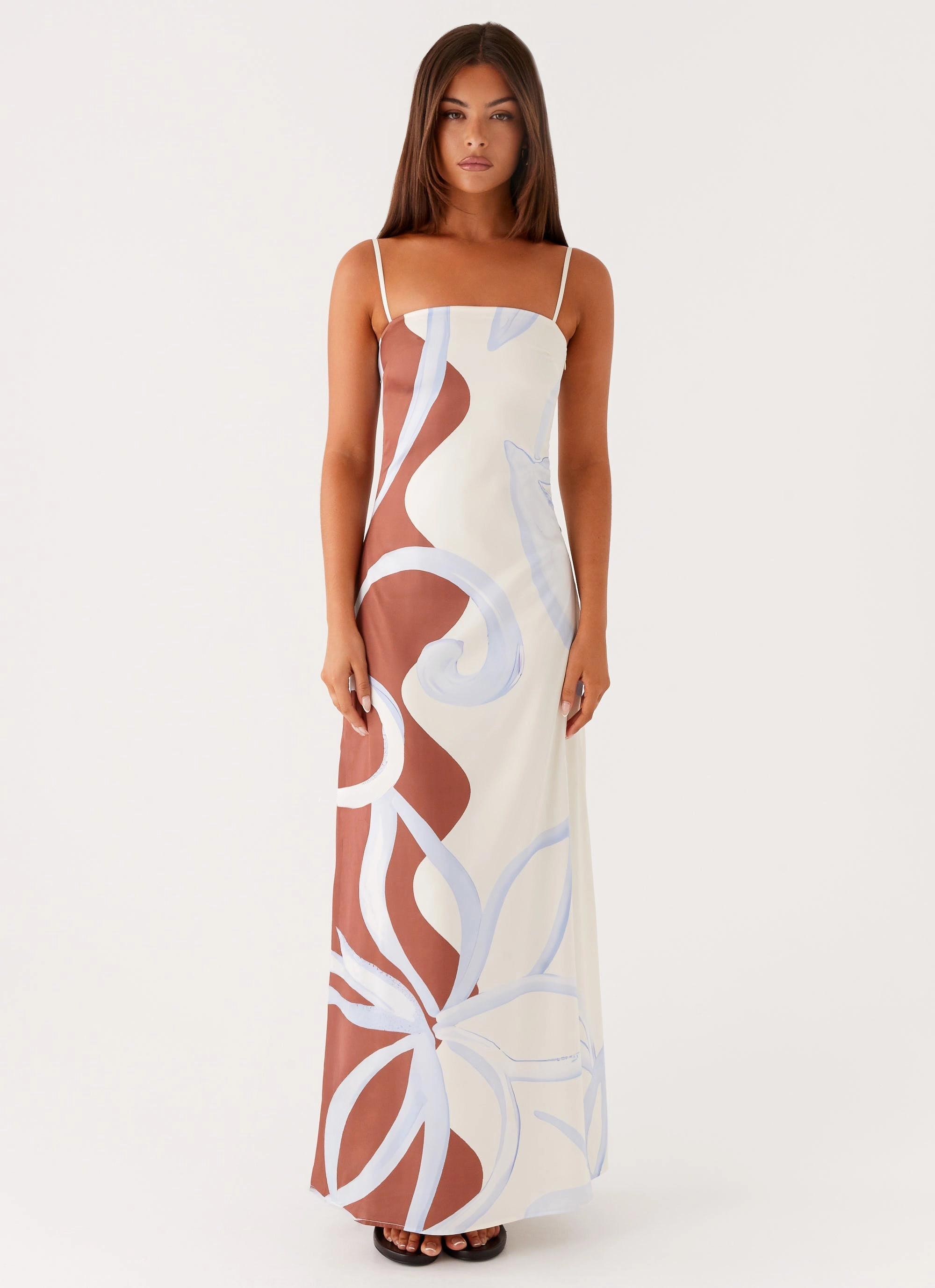Work Friendly Shiny surface Aster Bloom Maxi Dress - Bloom Wave Print