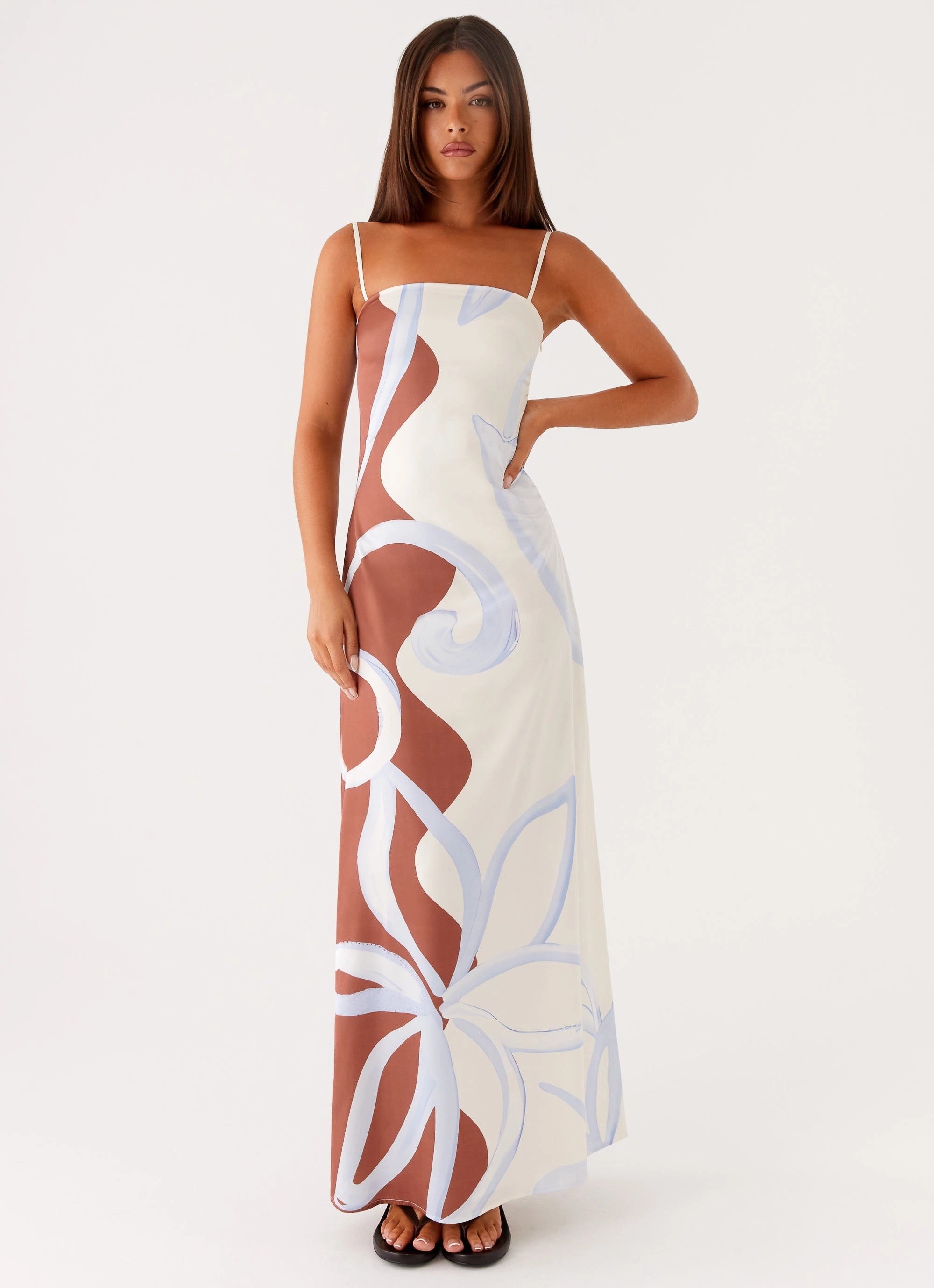 Fall Mood Light Wrap Aster Bloom Maxi Dress - Bloom Wave Print