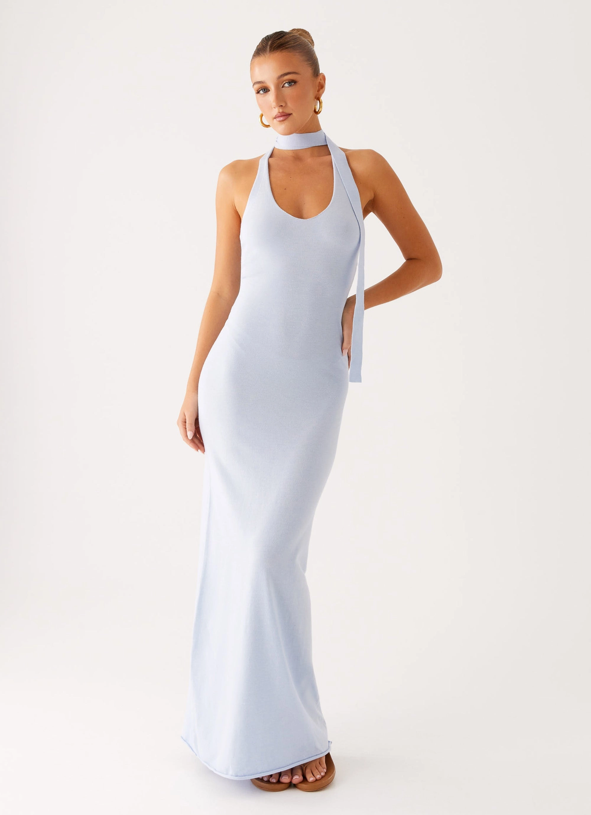 Eddie Knit Maxi Dress - Blue photo look Urban Casual