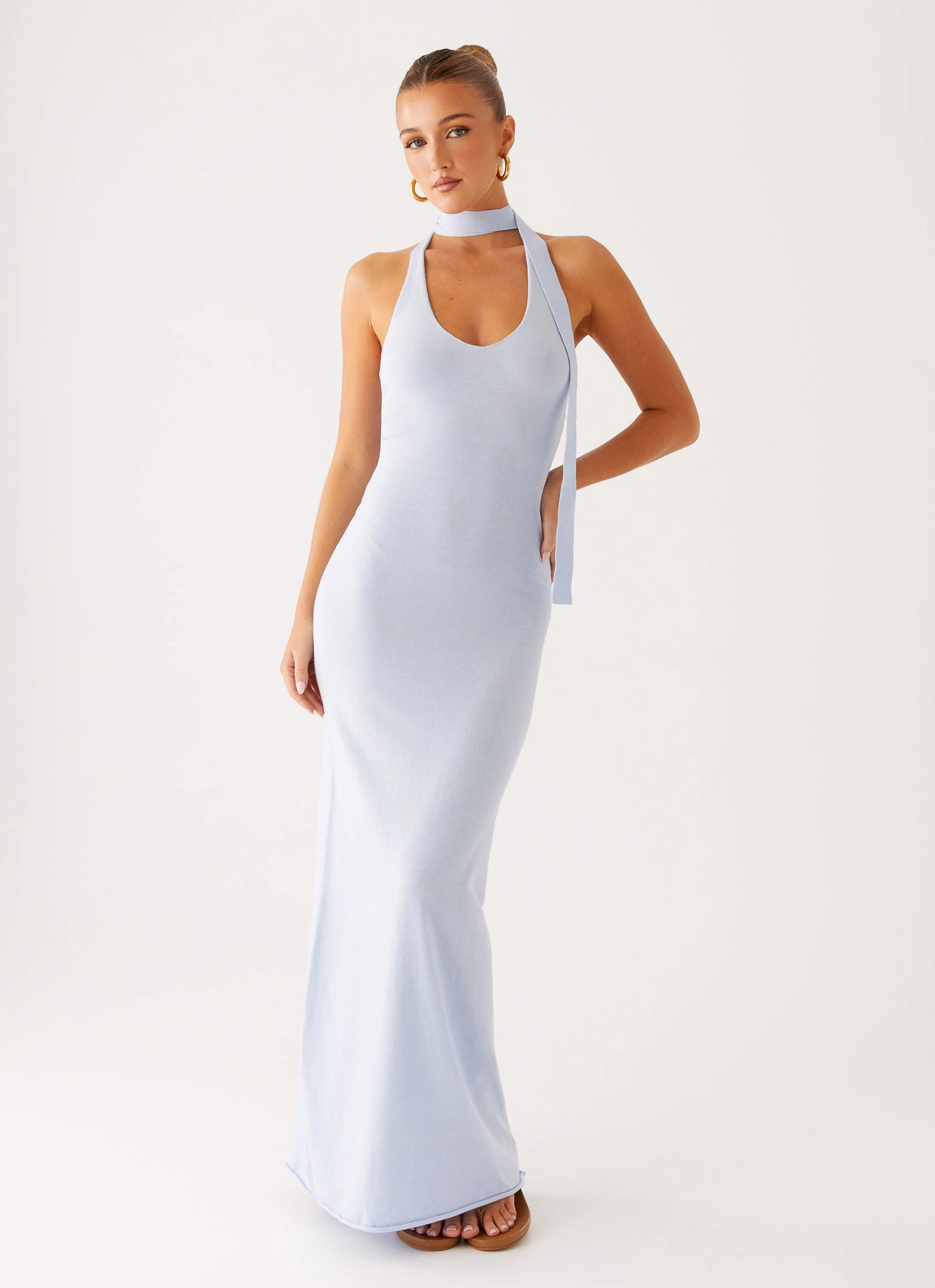 Color Pop Sophisticated and Relaxed Eddie Knit Maxi Dress - Blue