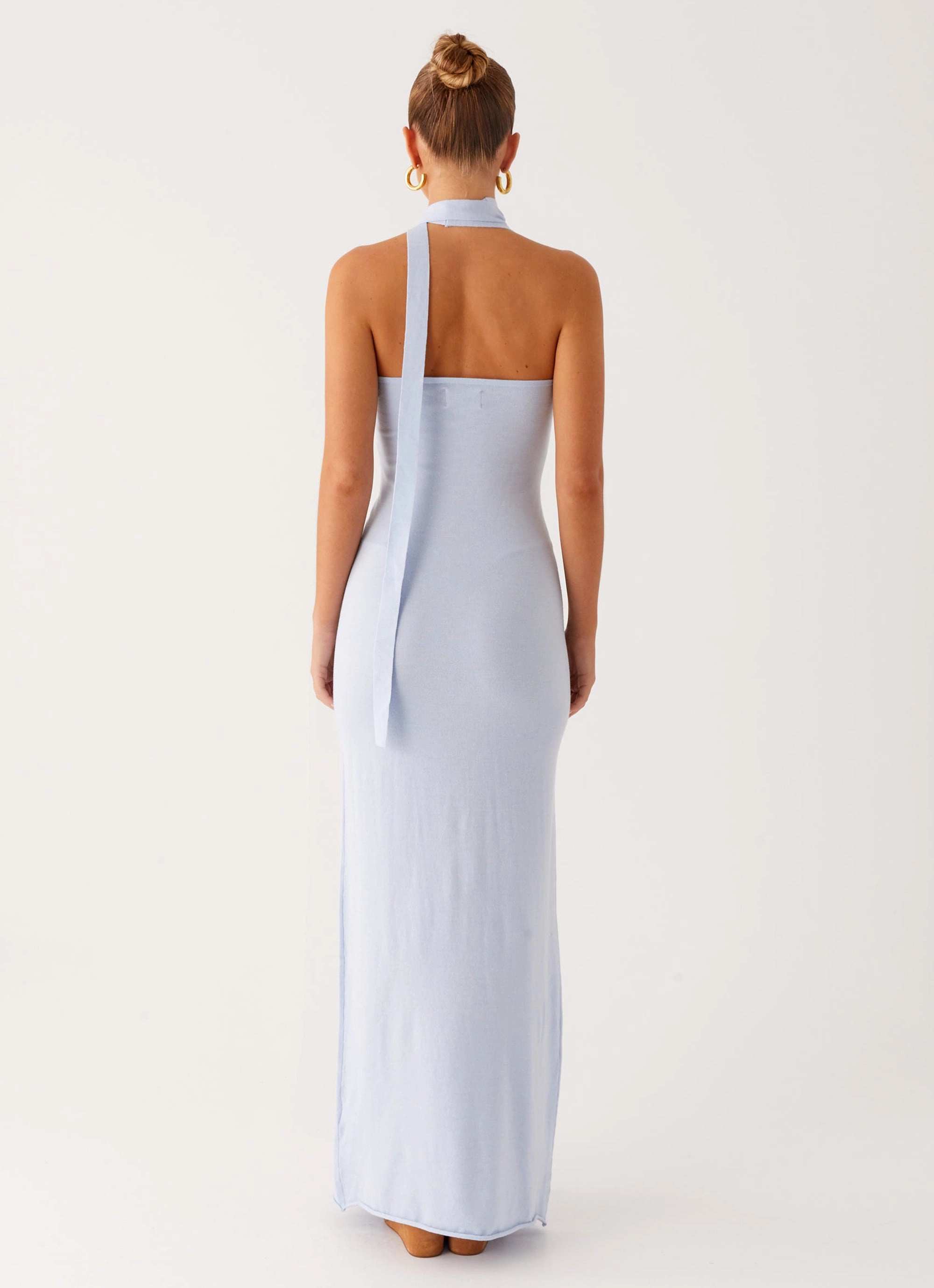 Cool Draping Eddie Knit Maxi Dress - Blue