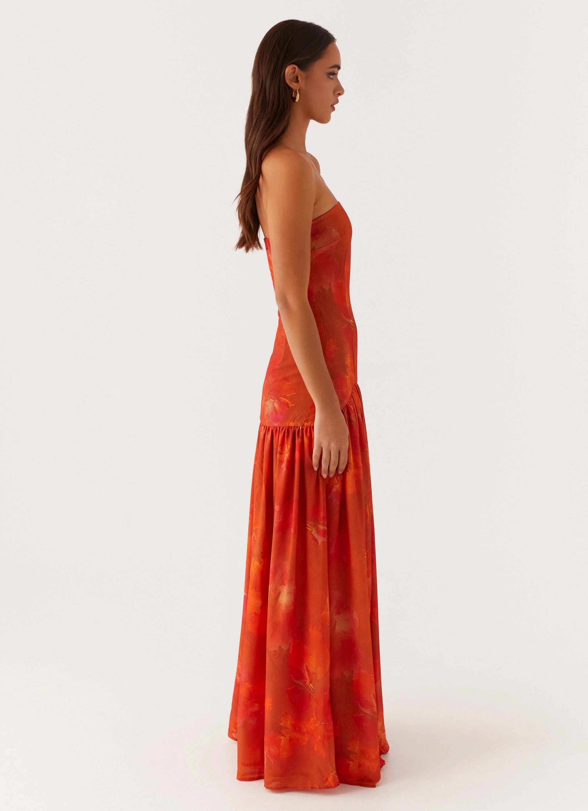 Embroidered-Detail Eden Strapless Maxi Dress - Amber
