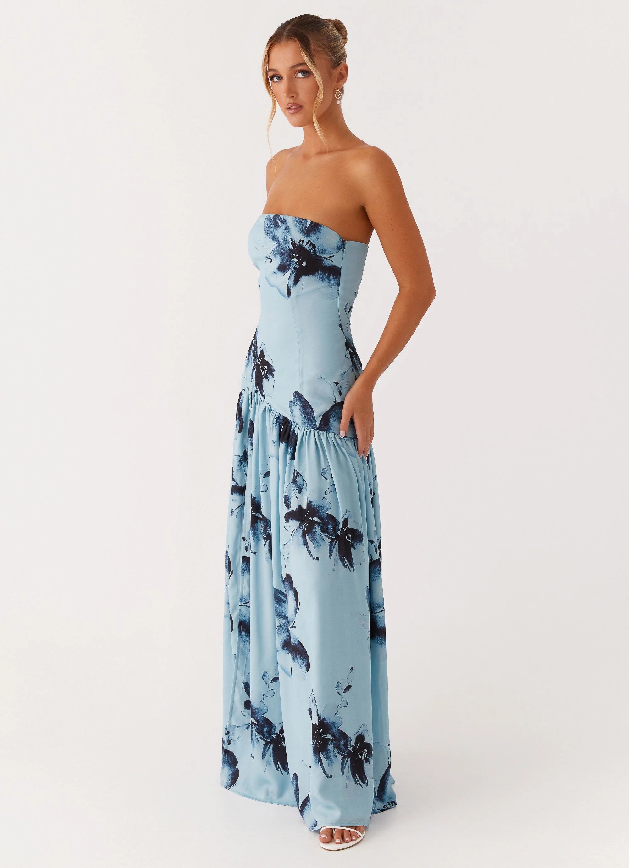 Mood Comfort Eden Strapless Maxi Dress - Blue Black Floral