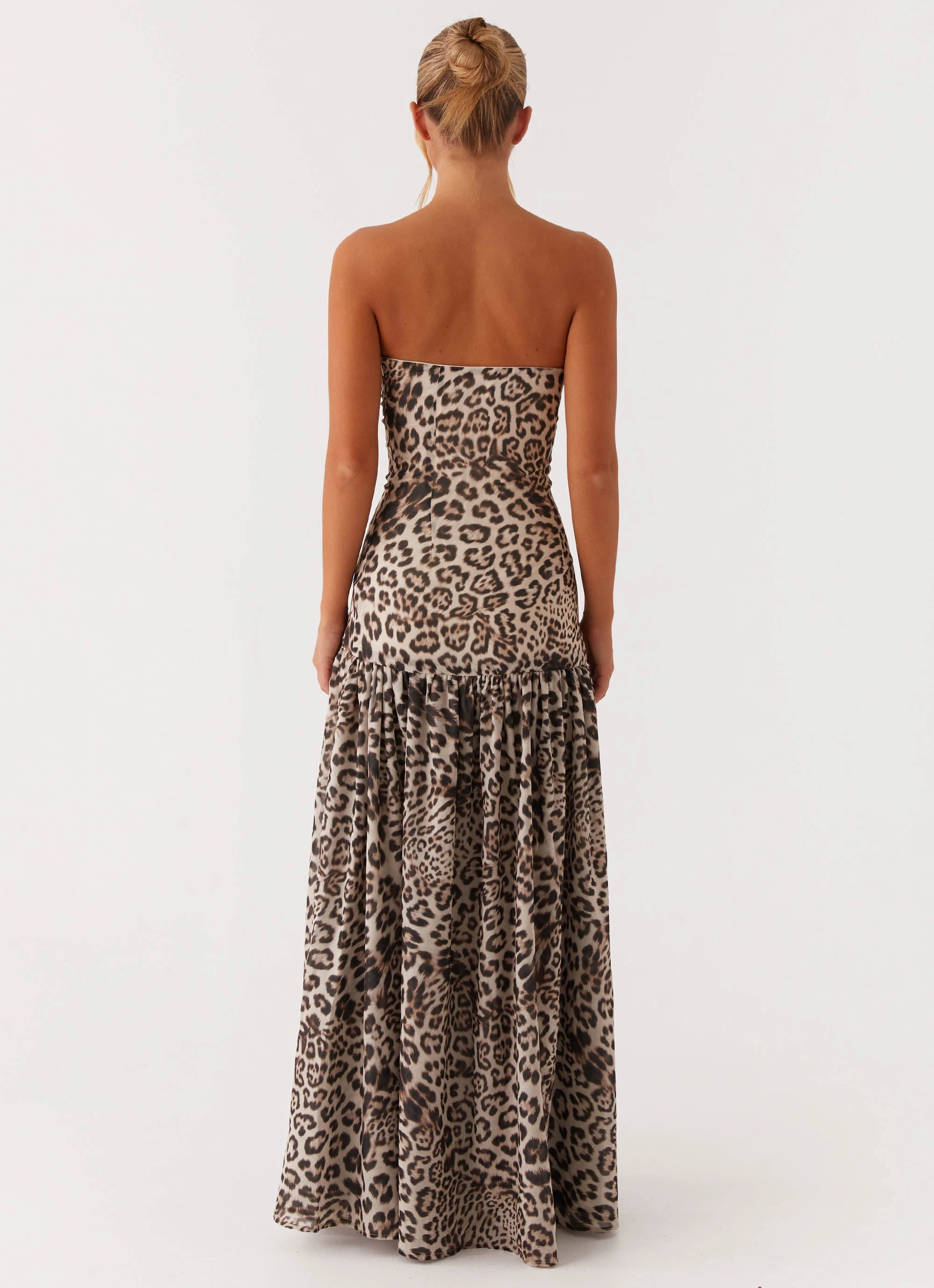 Evening-Wear Eden Strapless Maxi Dress - Leopard