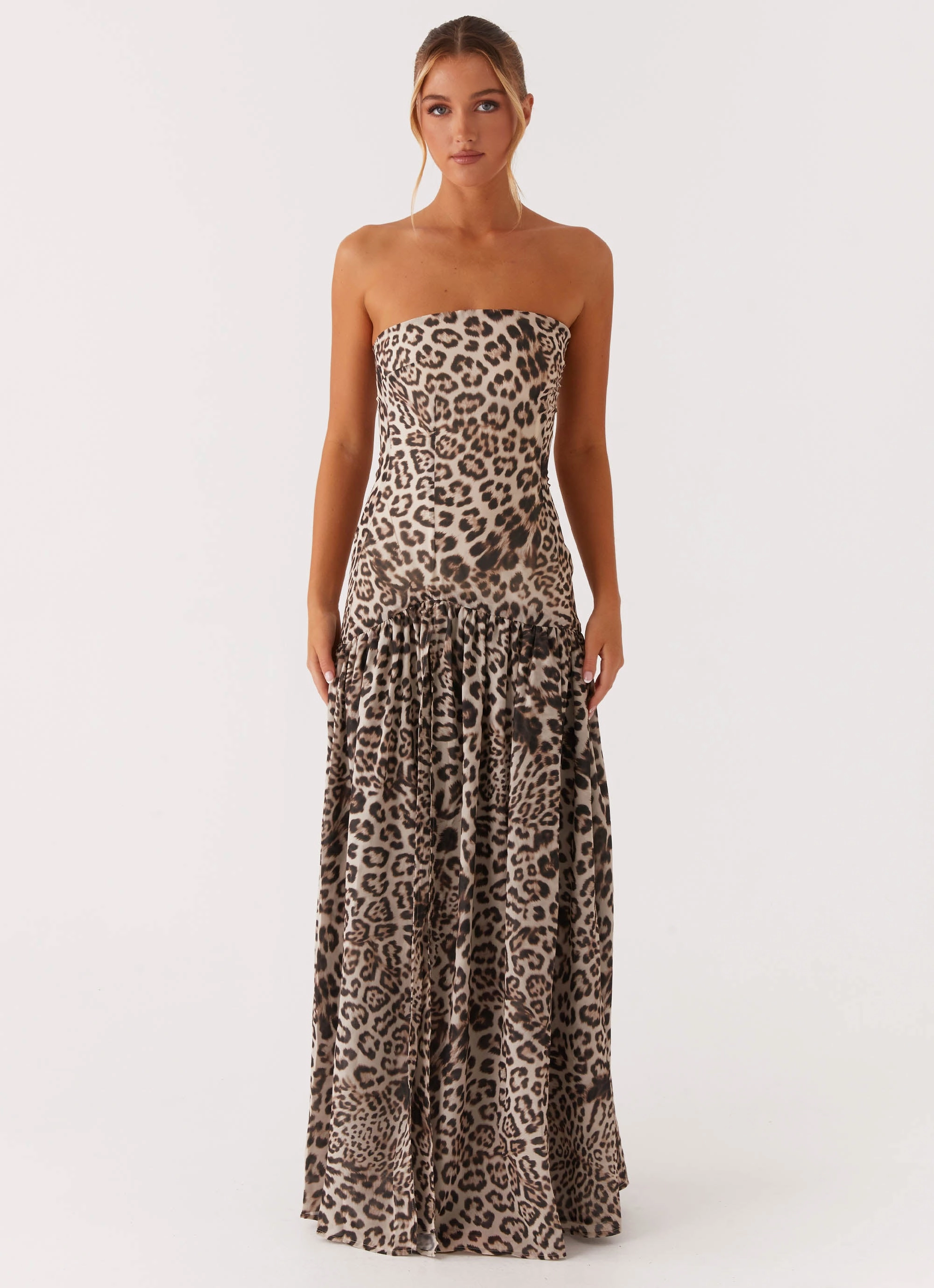 Eden Strapless Maxi Dress - Leopard Lace Fine London Cool